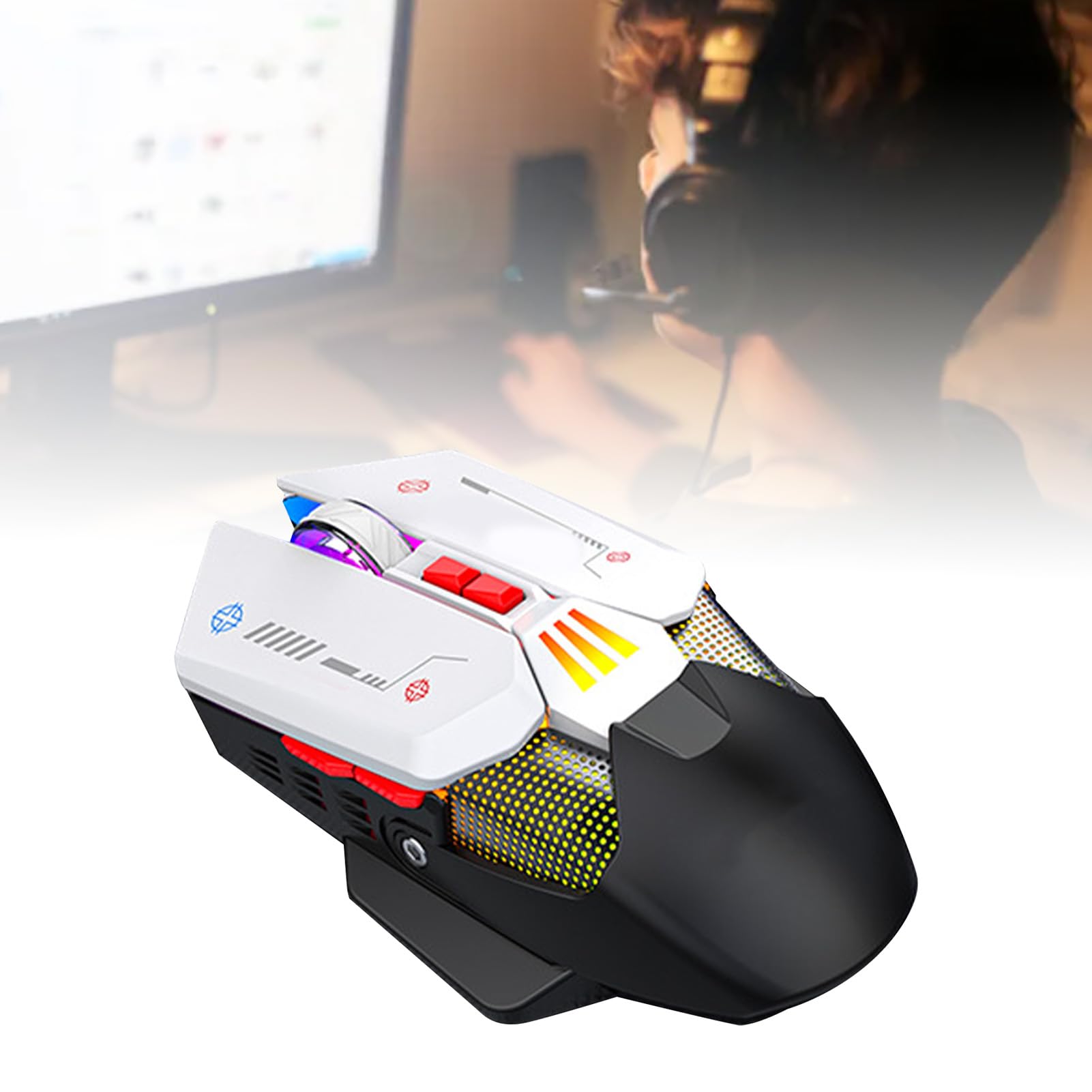 Wireless Gaming Mouse with 9 Programmable Buttons, RGB Backlit, Adjustable DPI 16000, Rechargeable Ergonomic Mouse for PC - Perfect for FPS, MMO Games & Home Office Work