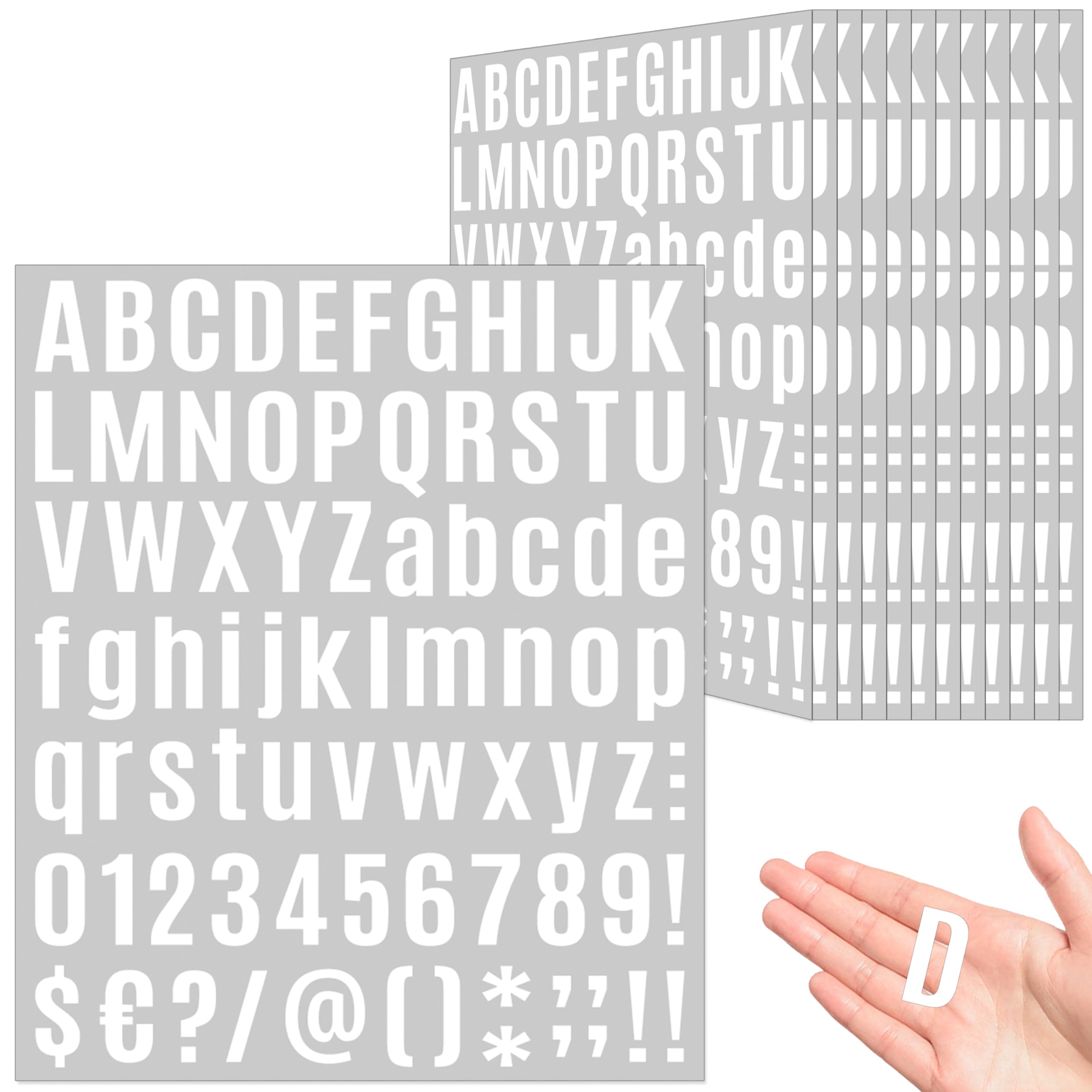 980 Pcs 12 Sheets 1 Inch White Vinyl Letter Stickers - Self-Adhesive Waterproof Alphabet & Number Stickers for Mailbox, Bulletin Board, Wall Decor, Scrapbook - Perfect for DIY Crafts, Classroom Labels, and Home Organization