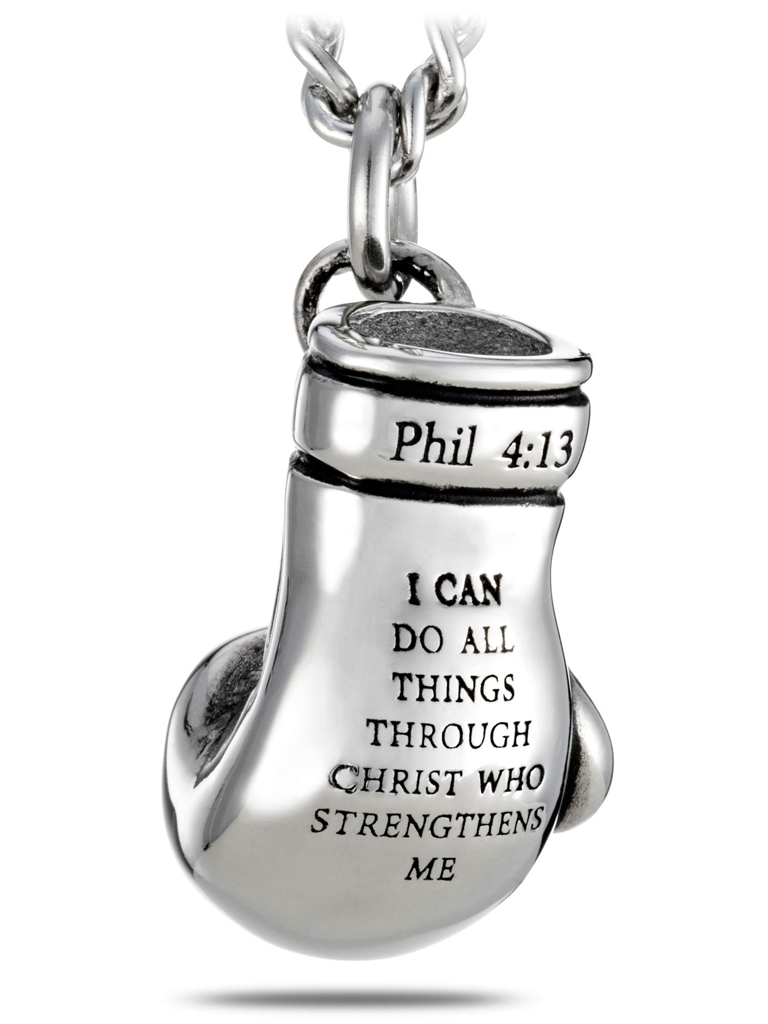 14K Gold Boxing Glove Necklace - Philippians 4:13 Christian Jewelry Gift for Men