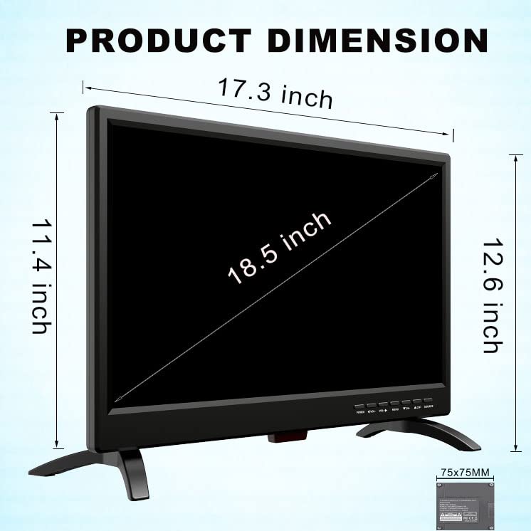 19 Inch LED Widescreen TV with Digital ATSC Tuner, HDMI/VGA/RCA/USB Ports | Flat Screen HDTV with Built-in Dual Speakers | Perfect for Kitchen, Bedroom, RV & Camping (2023 Model)