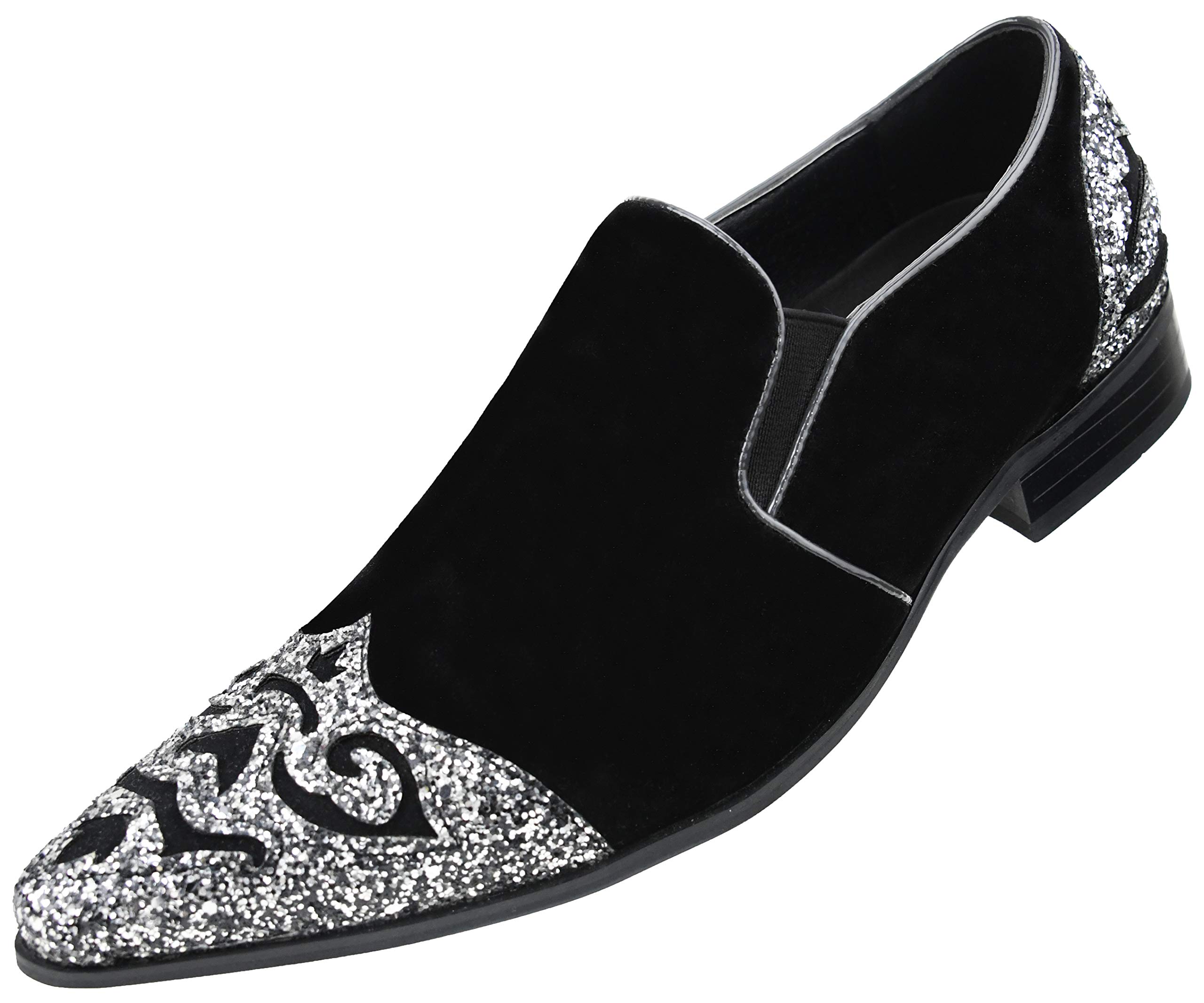 Amali Bannon Men's Slip-On Dress Shoes – Velvet Smoking Slippers for Tuxedo & Casual Wear – Sparkle Exotic Design – Perfect for Weddings, Parties & Formal Events