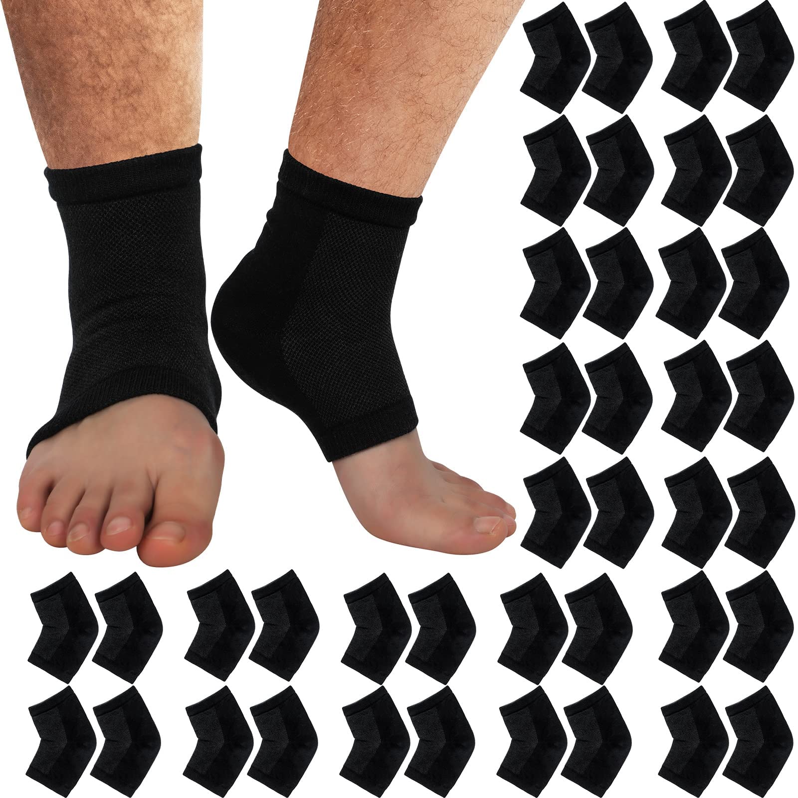 20 Pairs Men's Moisturizing Heel Socks for Dry Cracked Feet - Gel Lined Spa Socks with Toeless Design for Pedicure & Foot Care - Softens Rough Skin & Calluses (Black) - Perfect for Night Treatment, Post-Pedicure Recovery & Winter Foot Care