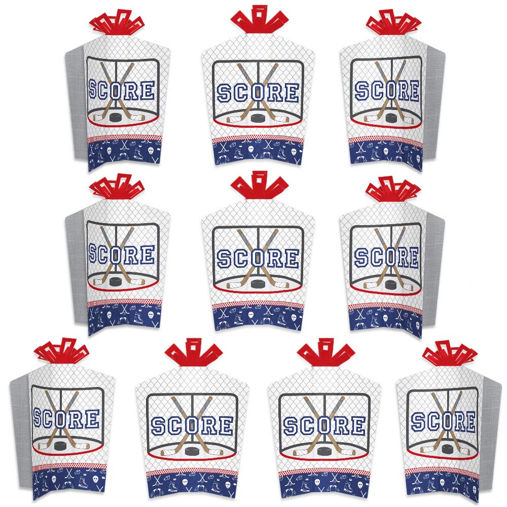 Big Dot of Happiness Shoots and Scores Hockey Table Decorations - 10-Pack Fold & Flare Centerpieces for Baby Showers, Birthday Parties & Sports Themed Events