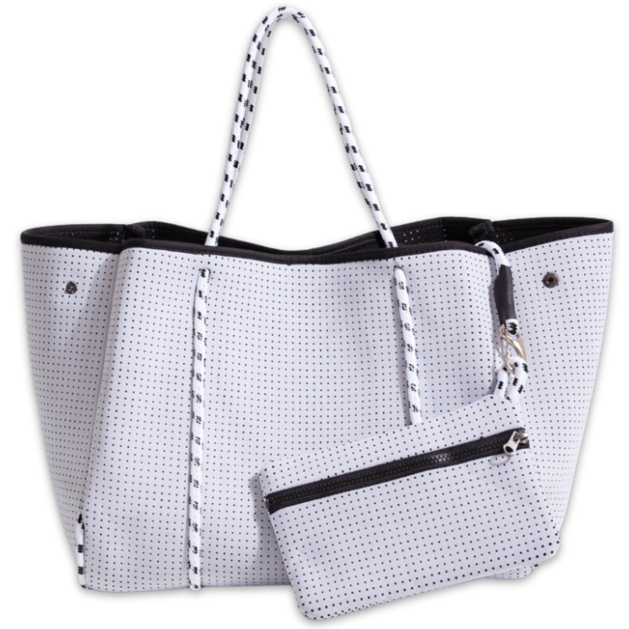 Stylish Large Neoprene Tote Bag for Women - Water-Resistant Designer Handbag with Multiple Pockets & Zipper Pouch - Perfect for Work, Travel, Gym & Beach Outings