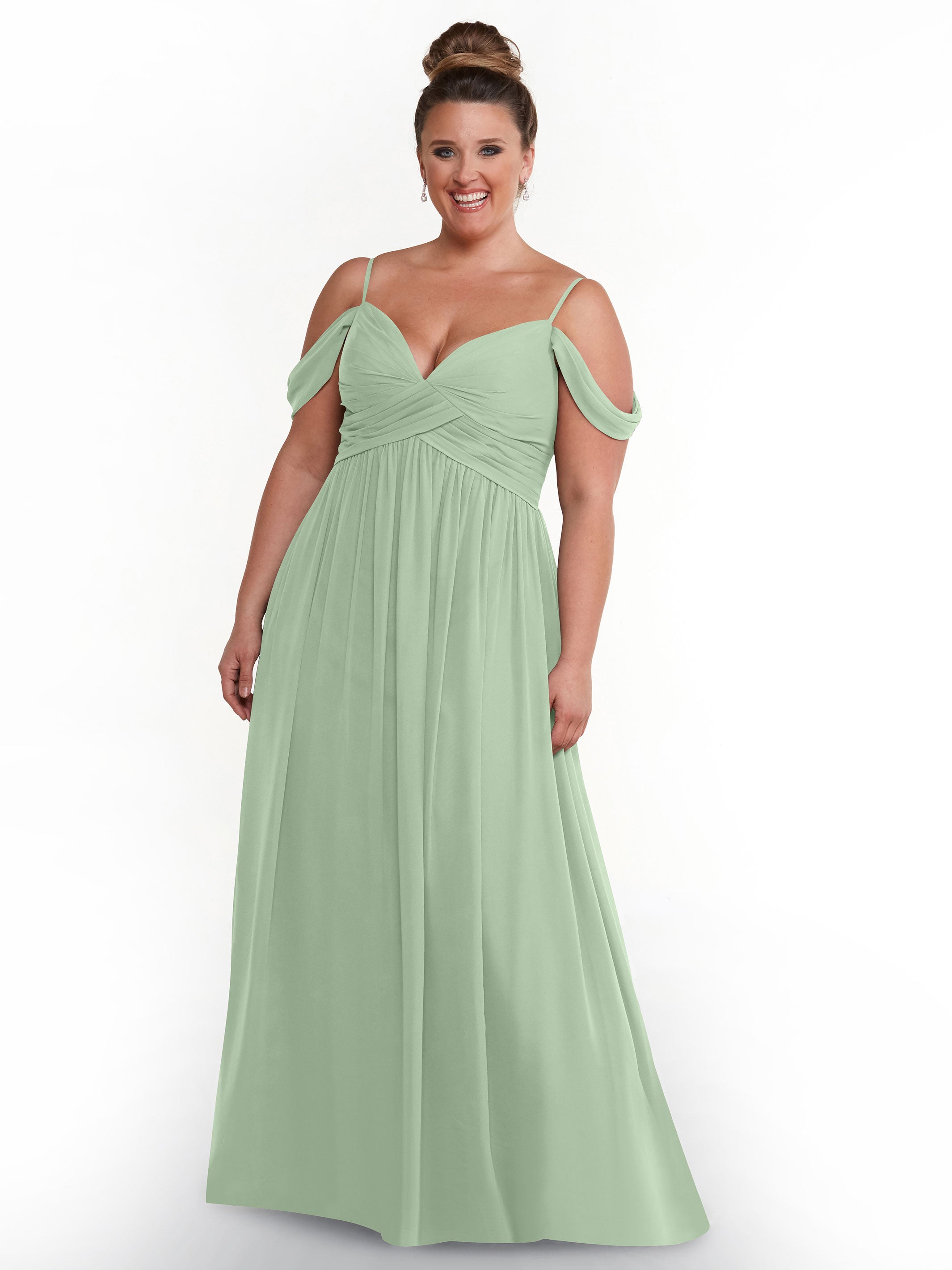 Elegant Off Shoulder Chiffon Bridesmaid Dress with Spaghetti Straps - Perfect for Weddings, Formal Events & Special Occasions
