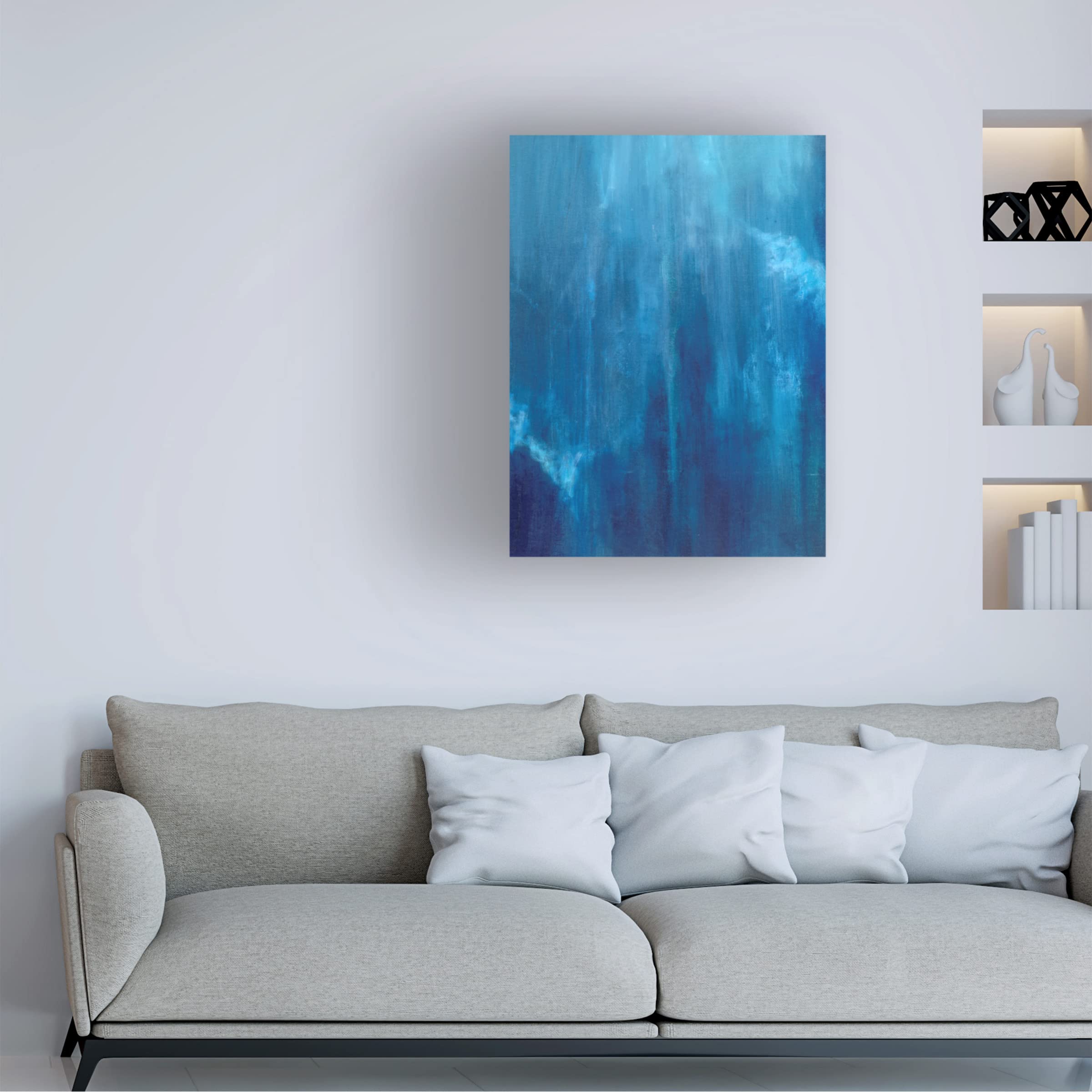 Trademark Fine Art 'Deep Blue Triptych II' Canvas Wall Art by Suzanne Wilkins - Modern Ocean Themed Painting for Living Room, Bedroom & Office Decor
