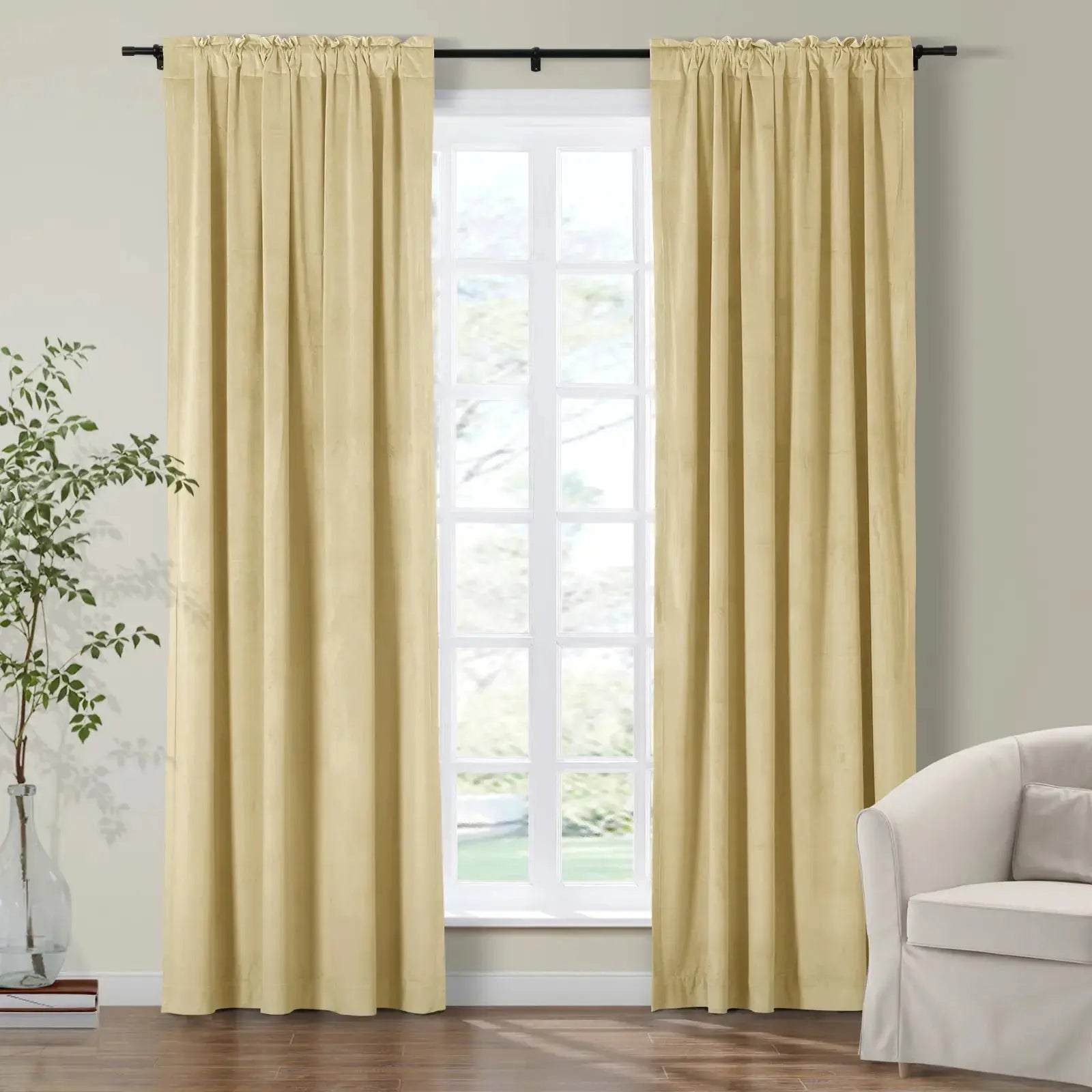 Luxury Birkin Velvet Curtains - Soft Blackout Drapes for Living Room & Bedroom - Premium Soundproof Thermal Insulated Window Treatments for Home Decor