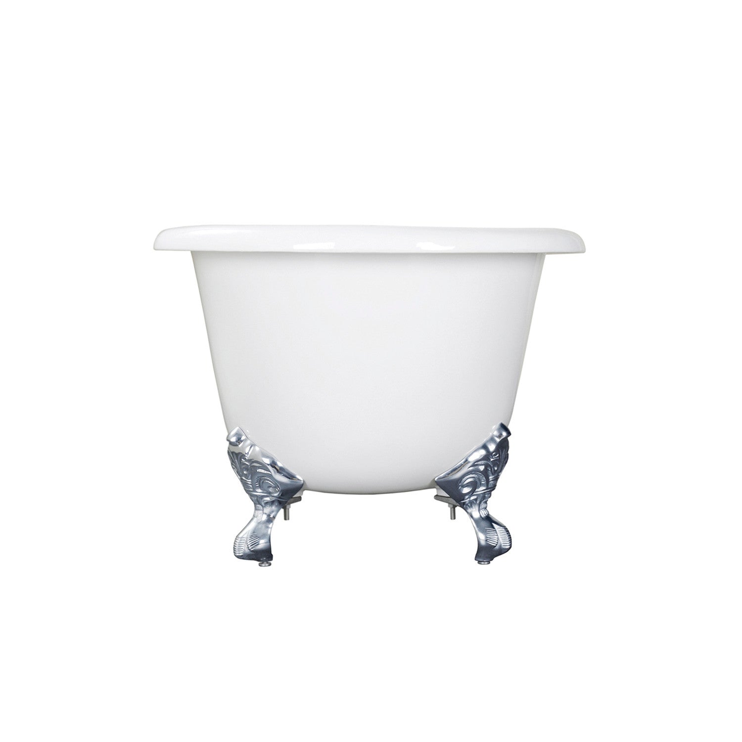 Aqua Eden 60 Inch White Cast Iron Clawfoot Bathtub - Double Ended Oval Freestanding Tub with 7