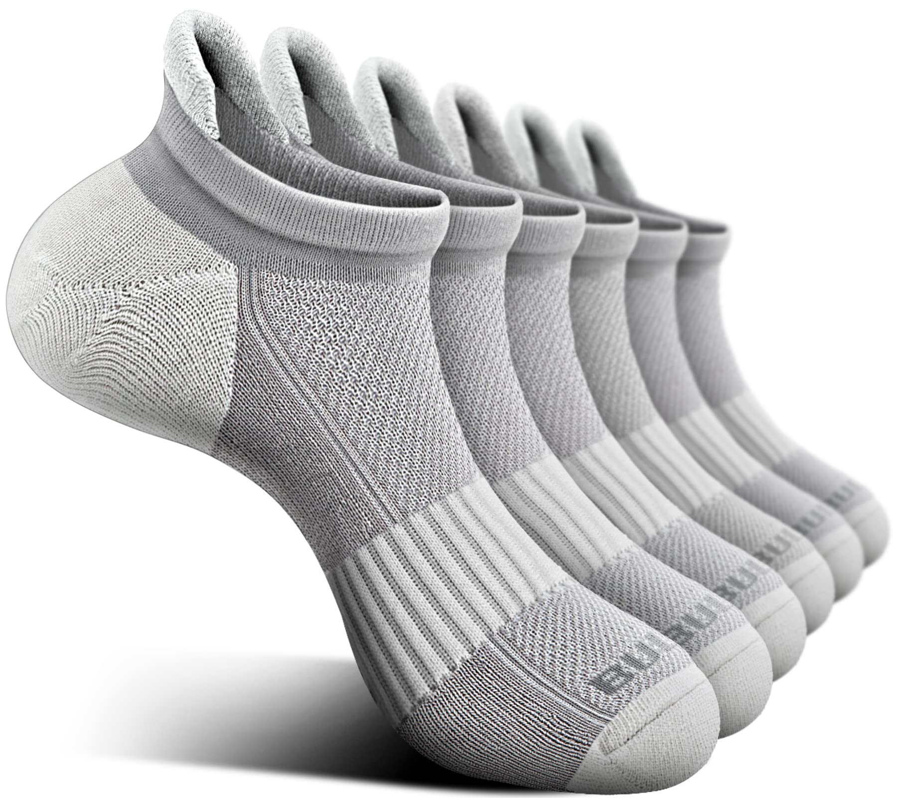BULLIANT Women's Athletic Socks 6-Pack - No Show Cushioned for Running & Walking with Arch Support - Gym & Daily Wear