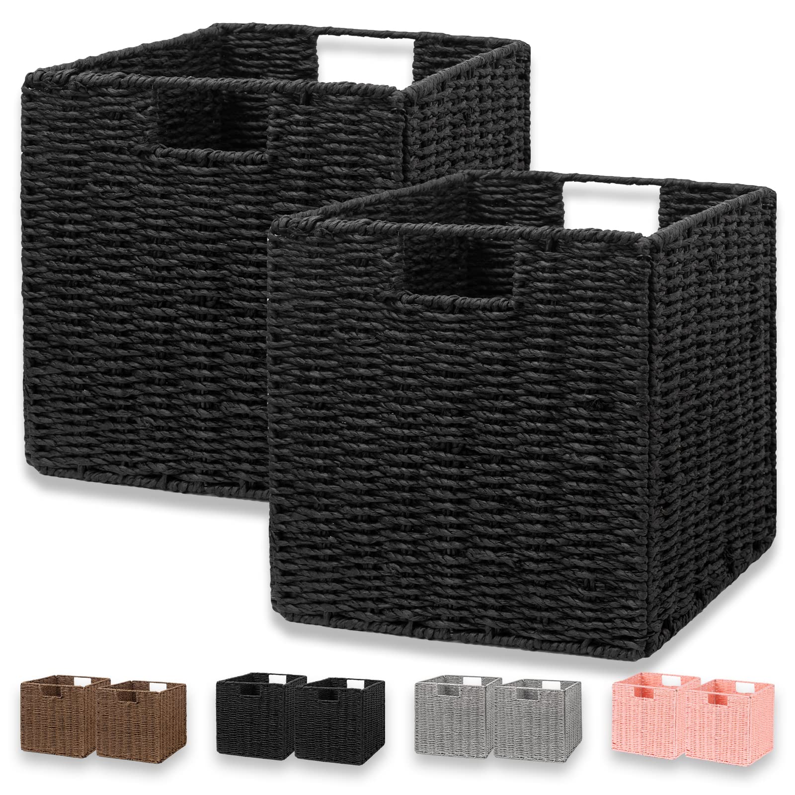 Vagusicc 2-Pack Foldable Wicker Storage Baskets - 11