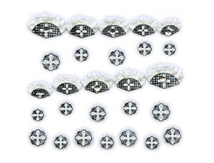 Black White Cross Lace Rhinestone French Tip Nail Stickers for Party & Wedding