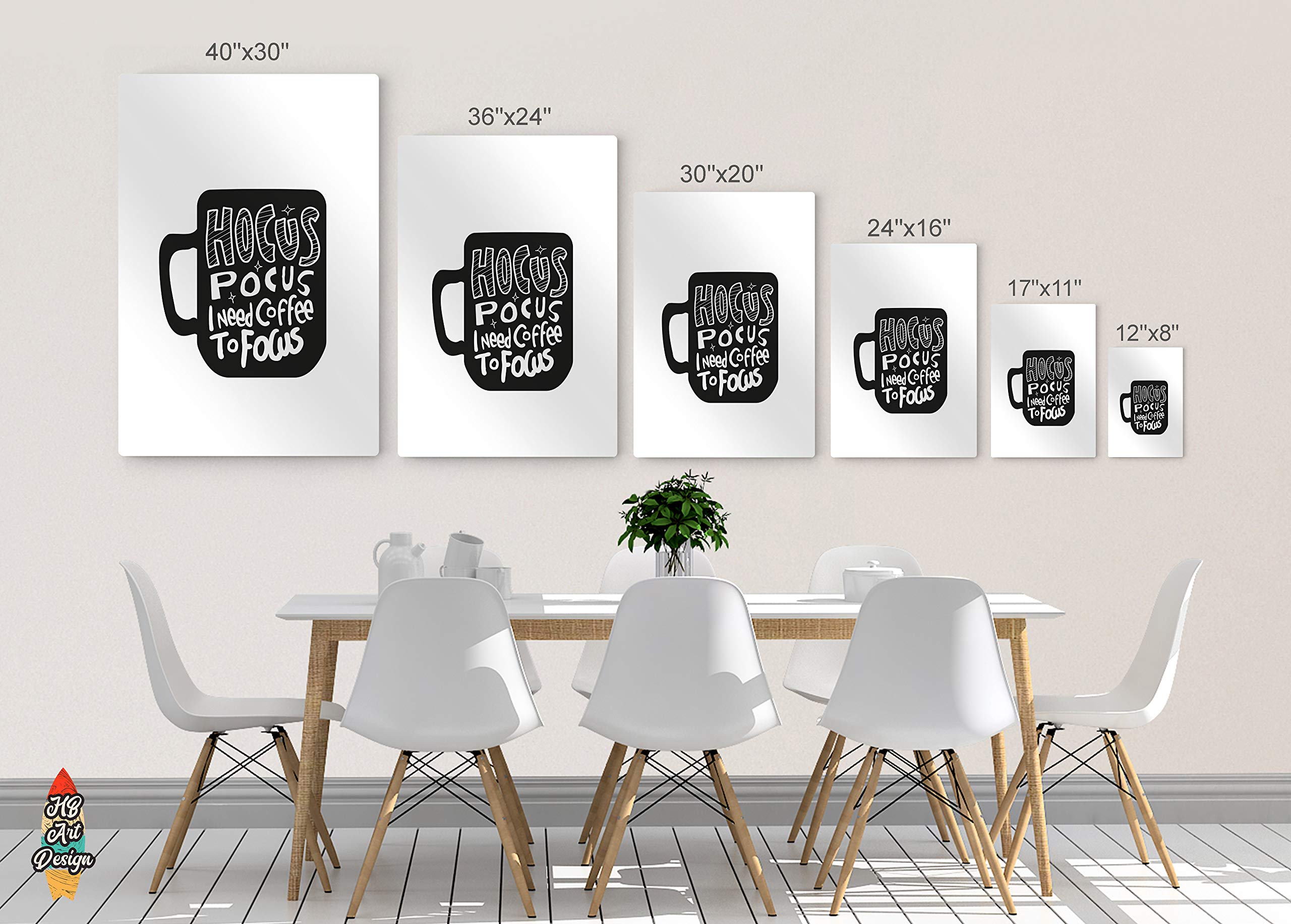 Hocus Pocus I Need Coffee to Focus - Black and White Coffee Mug Metal Wall Art Print - 36x24 Inch Coffee Bar & Kitchen Decor - Perfect for Dining Rooms, Restaurants & Coffee Shops - Unique Gift Idea for Coffee Lovers