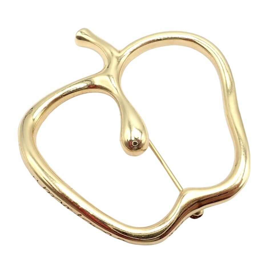 Authentic Vintage Tiffany & Co Peretti 18K Yellow Gold Large Apple Pin Brooch - Perfect for Collectors, Gift Giving & Luxury Fashion Accessories