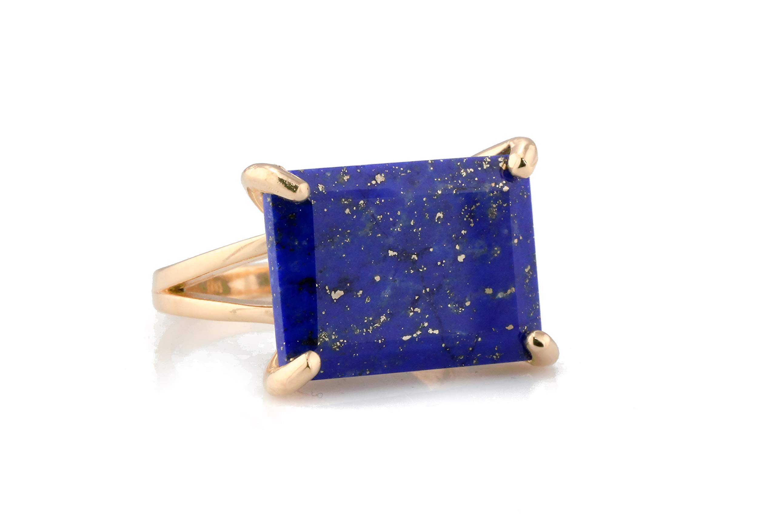 14k Rose Gold Lapis Lazuli Ring - Natural Gemstone Jewelry for Women - Elegant Birthday Gift