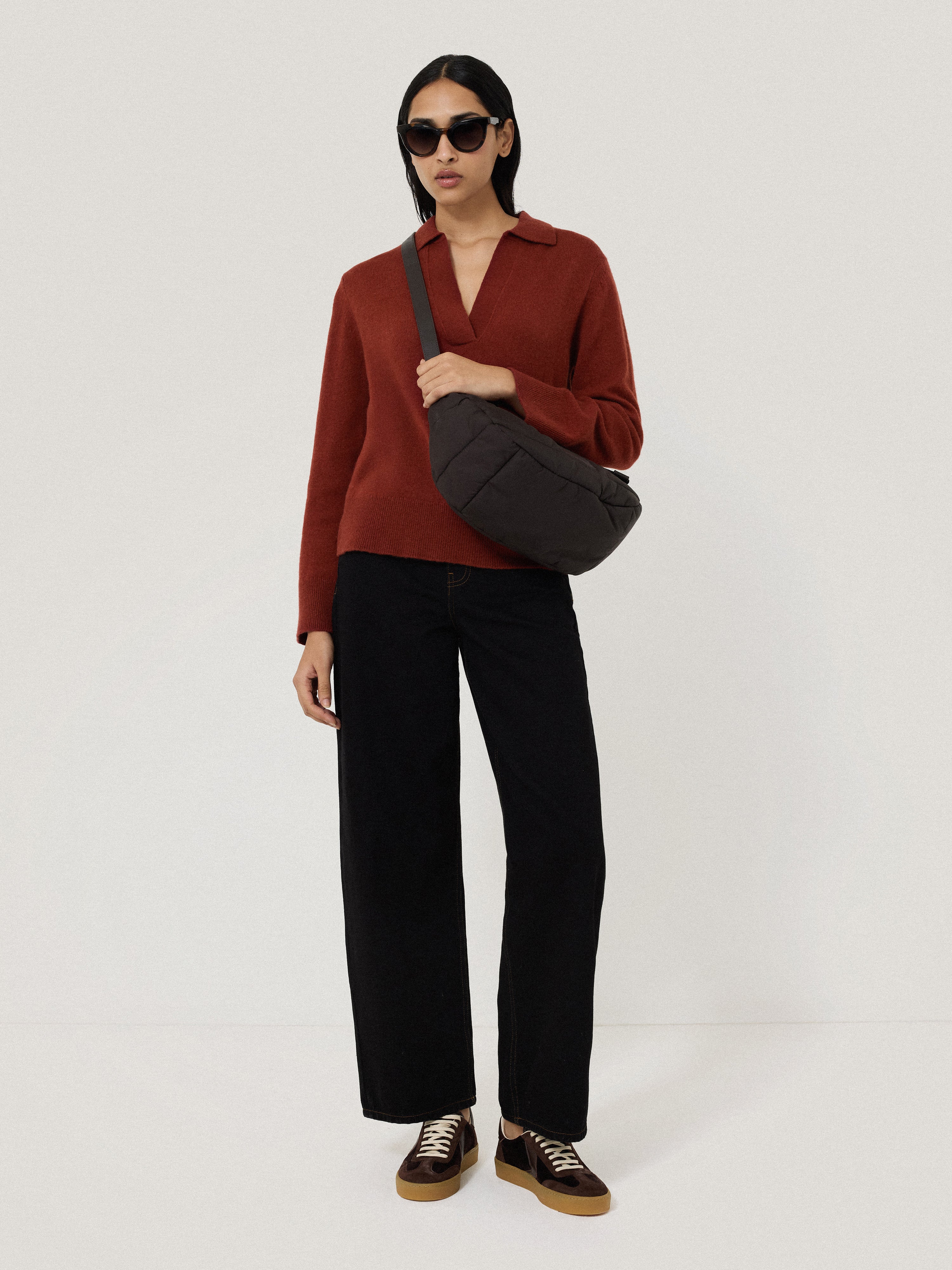 Warm Red Wool Collar Jumper for Women - Cozy Winter Pullover with Stylish Stand Collar | Perfect for Office, Dating & Holiday Outfits