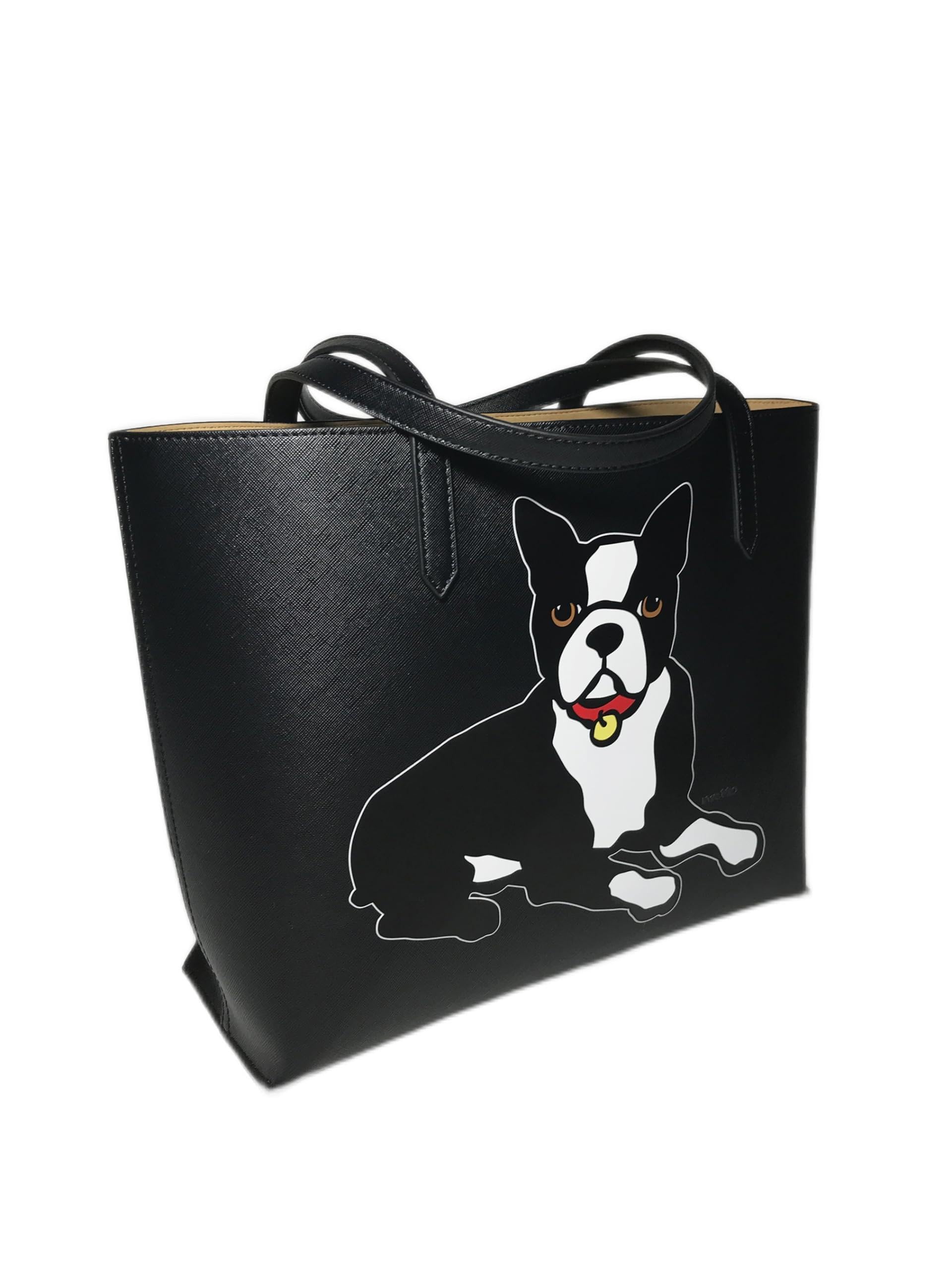 Marc Tetro Boston Terrier Medium Tote Bag - Black Canvas Shopping Bag for Women, Pet Lover Gift, Perfect for Groceries, Beach & Daily Use