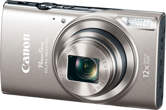 Canon PowerShot ELPH 360 HS Digital Camera 20.2MP with 12x Optical Zoom, Wi-Fi & NFC - Silver | Compact Point and Shoot Camera for Travel, Vlogging & Everyday Photography