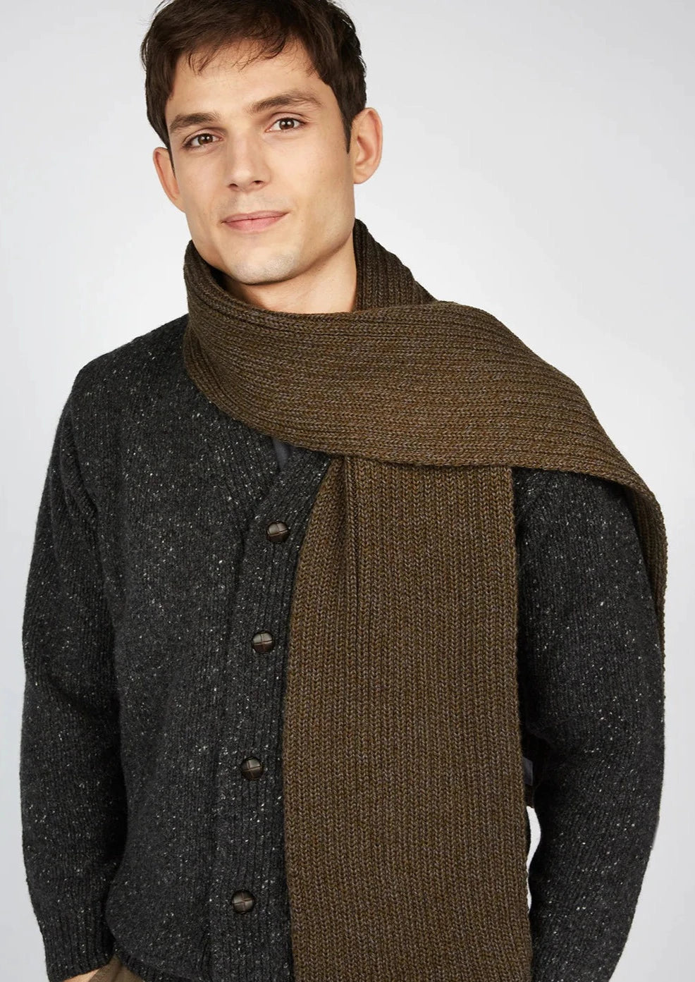 Ireland's Eye Ribbed Merino Wool Scarf - Soft Winter Warm Forest Marl Knit Wrap for Women & Men | Cozy Outdoor Hiking, Travel & Cold Weather Accessory