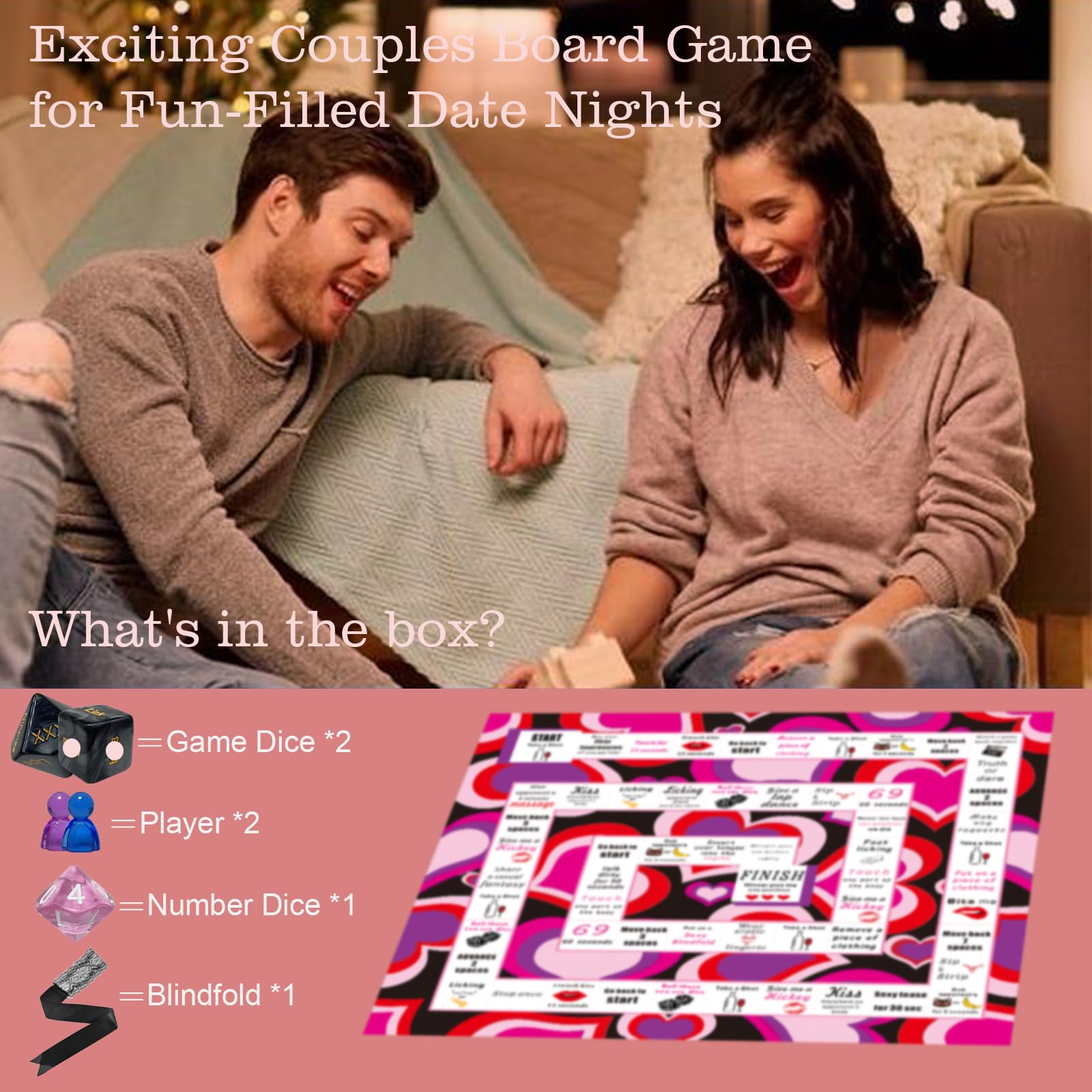 Romantic Couples Board Game for Date Night - Fun & Sexy Dice Game for 2 Players | Enhance Intimacy & Spice Up Your Relationship | Perfect for Anniversaries, Valentine's Day & Romantic Evenings