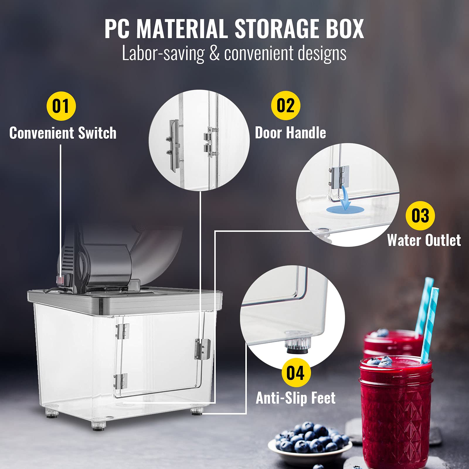 VEVOR 110V Commercial Ice Crusher 661LBS/H, ETL Certified 300W Electric Snow Cone Maker with Dual Stainless Steel Blades - Heavy Duty Shaved Ice Machine for Home, Restaurants, Bars - Perfect for Parties, Cocktails, and Summer Treats