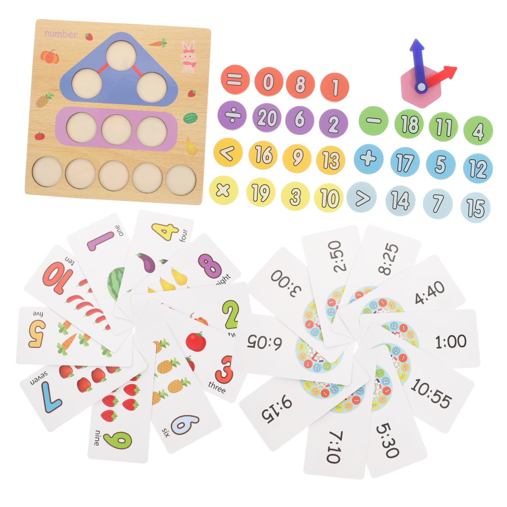 ERINGOGO Wooden Educational Clock Toy Set for Kids - Time Teaching, Cognitive Learning, Bath & Playtime Fun - Perfect for Toddler Early Education, Montessori Toys & Preschool Learning Activities