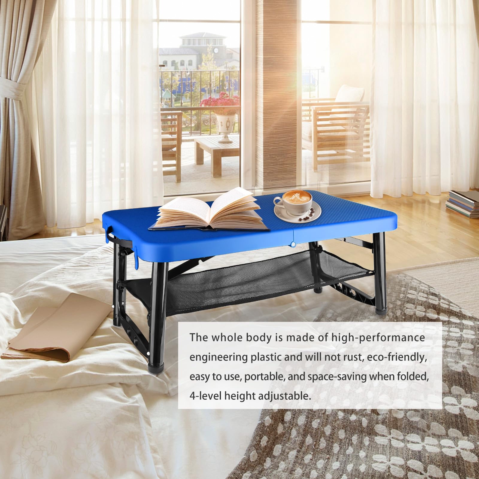 Compact Folding Camp Table & Stool Set - Adjustable Height Portable Lightweight Outdoor Picnic Table for Camping, RV, Beach & Tailgating - Perfect for Backpacking, Patio & Small Space Living