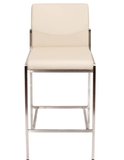 Amelie Modern Upholstered Stool in Taupe - Compact Accent Seating for Living Room, Bedroom, or Entryway - Soft Fabric Stool with Sturdy Wooden Legs