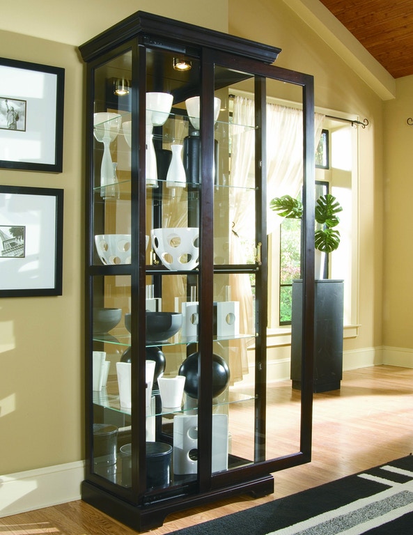 Two Way Sliding Door Curio Cabinet - Elegant Glass Display Case for Collectibles & Home Decor | Perfect for Living Room, Dining Room, or Office Showcase