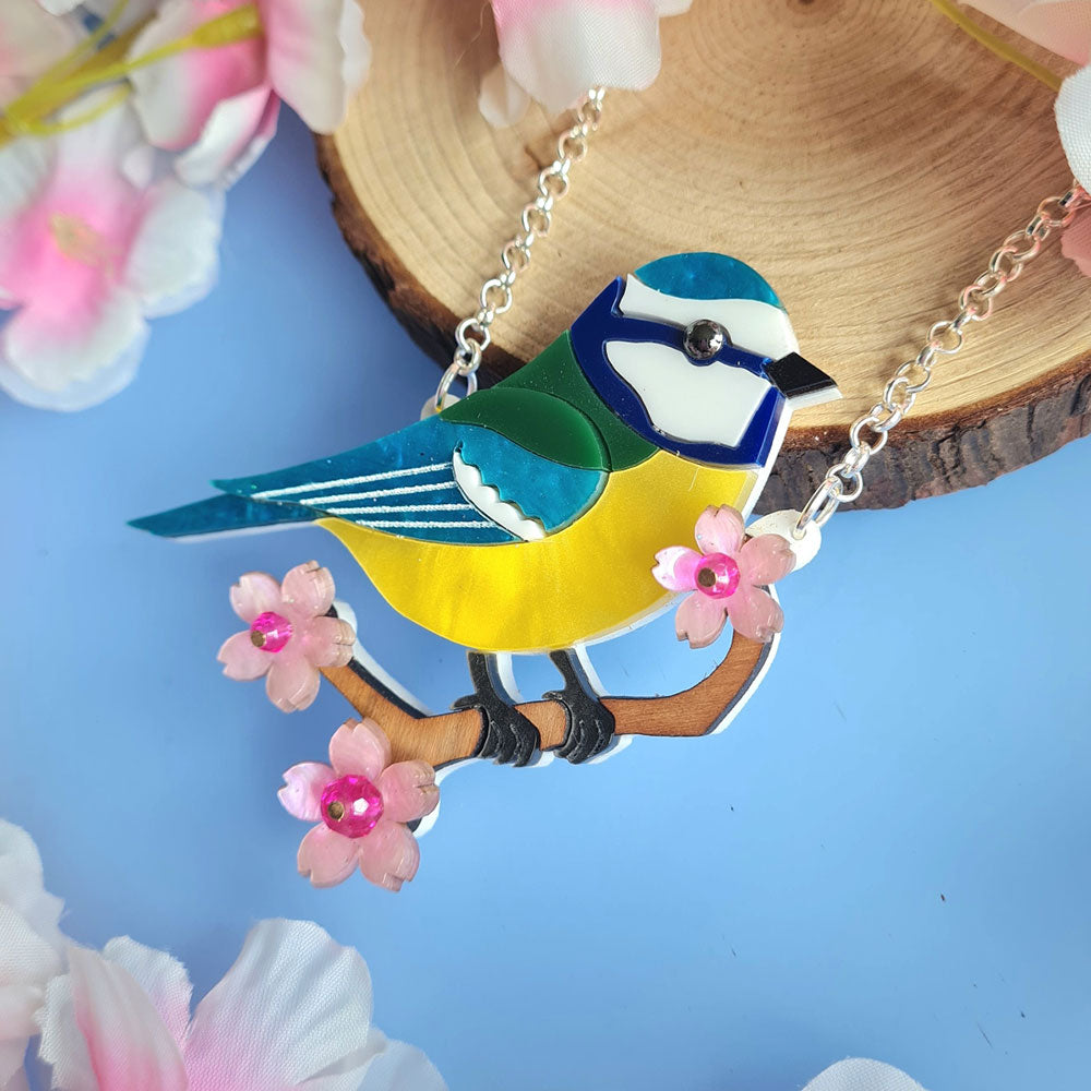 Bluetit Necklace by Cherryloco - Elegant Bird Pendant Jewelry for Women | Perfect Gift for Birthday, Anniversary & Everyday Wear