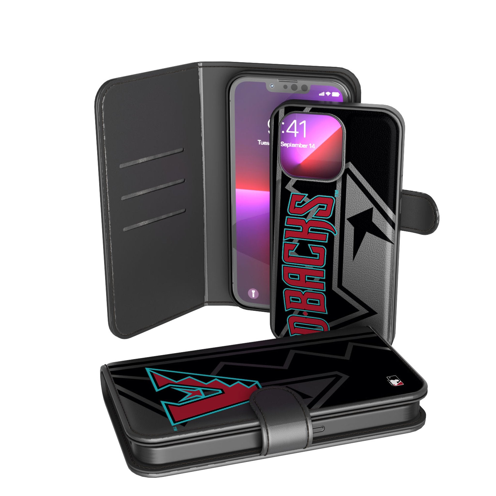 Arizona Diamondbacks Monocolor Tilt Wallet Phone Case for iPhone & Samsung - Slim RFID Blocking Credit Card Holder with Stand - Perfect for Baseball Fans & Game Day Outings