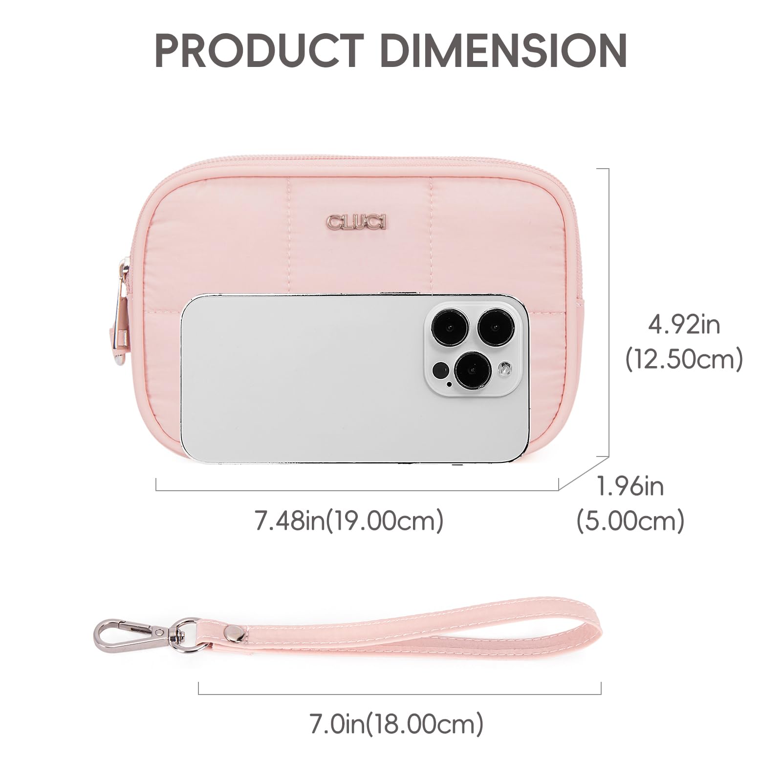 CLUCI Women's Large Capacity Puffer Wristlet Wallet - 3-Zipper Nylon Quilted Clutch Purse for Everyday Use, Travel & Shopping