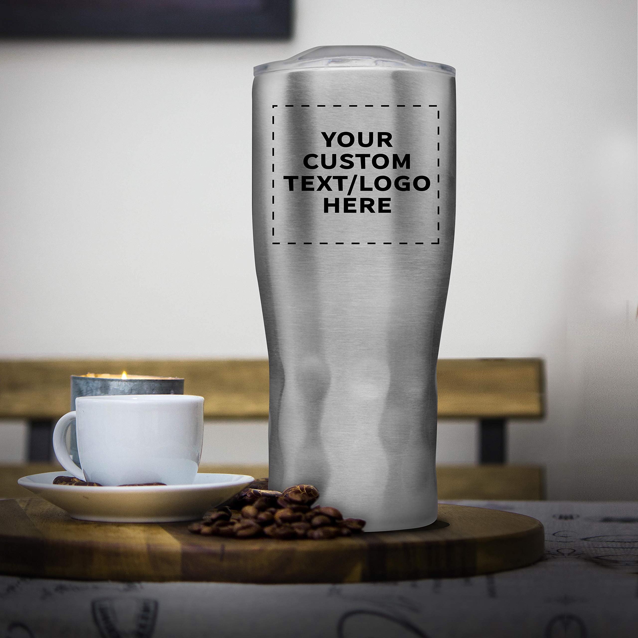 Custom 25 oz. Huckleberry Grip Stainless Steel Tumblers - 12 Pack with Personalized Text & Logo - Silver - Perfect for Office, Gym, Travel & Outdoor Activities