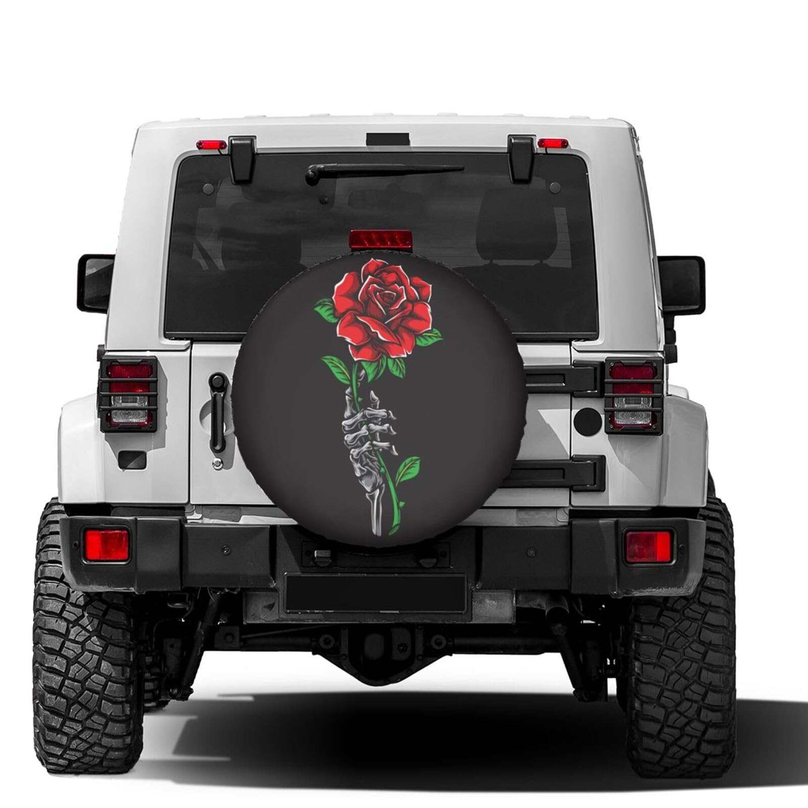 Skull Rose Printed Spare Tire Cover - 16 Inch Dust-Proof Wheel Protector for Trailer, RV, SUV & Vehicles | Outdoor Travel Accessories & Road Trip Essentials