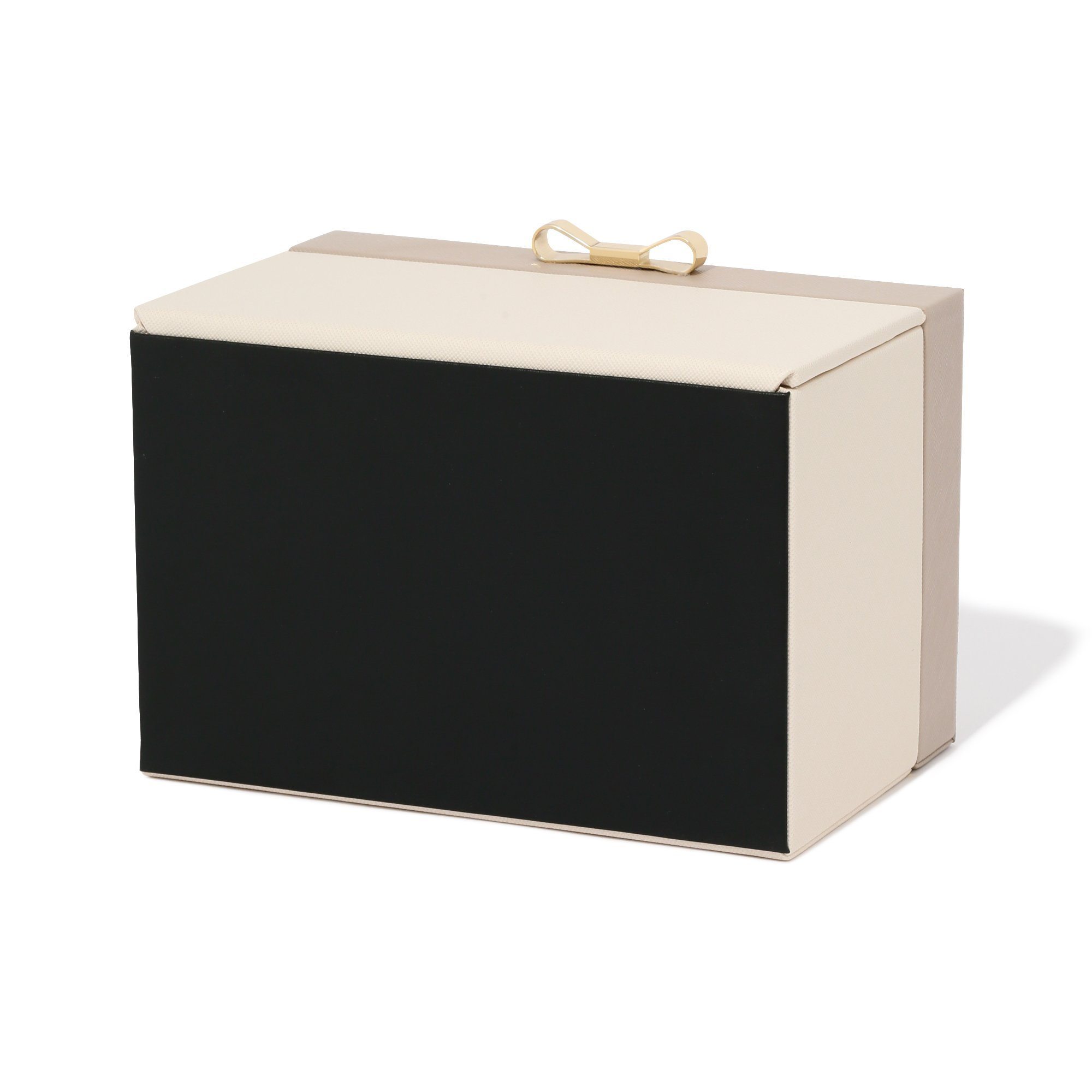 Elegant Bicolor Jewelry Box - Small Beige Organizer for Rings, Necklaces & Earrings | Perfect for Travel, Gift & Vanity Storage