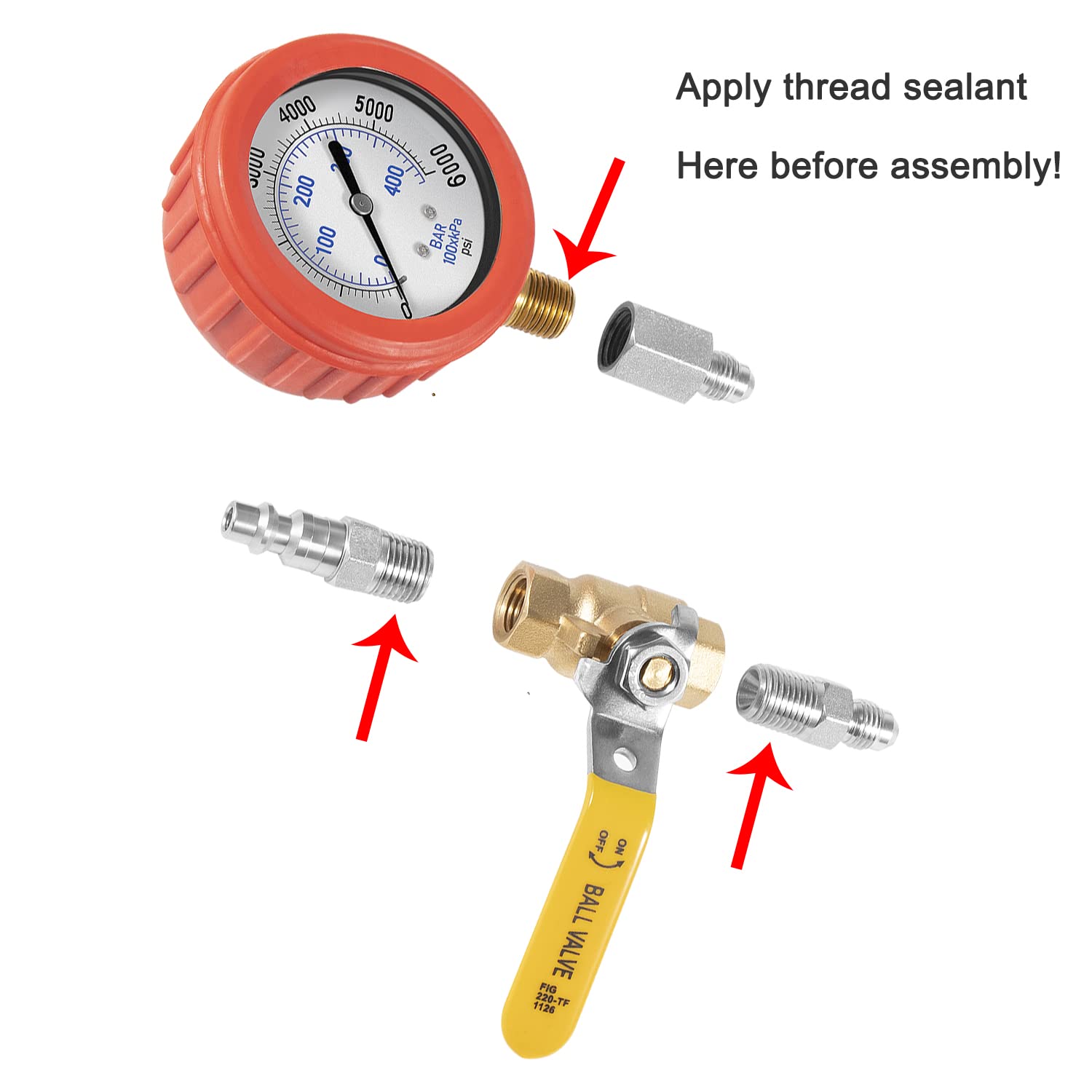 **Camoo High Pressure & Air Leak Test Gauge Kit for 1994-2007 Ford 6.0L & 7.3L Powerstroke F250 F350 - Dual Purpose Diagnostic Tool for Engine Performance Testing & Leak Detection**    *(Perfect for Mechanics & DIY Enthusiasts to Diagnose Fuel System Issues & Boost Engine Efficiency)*