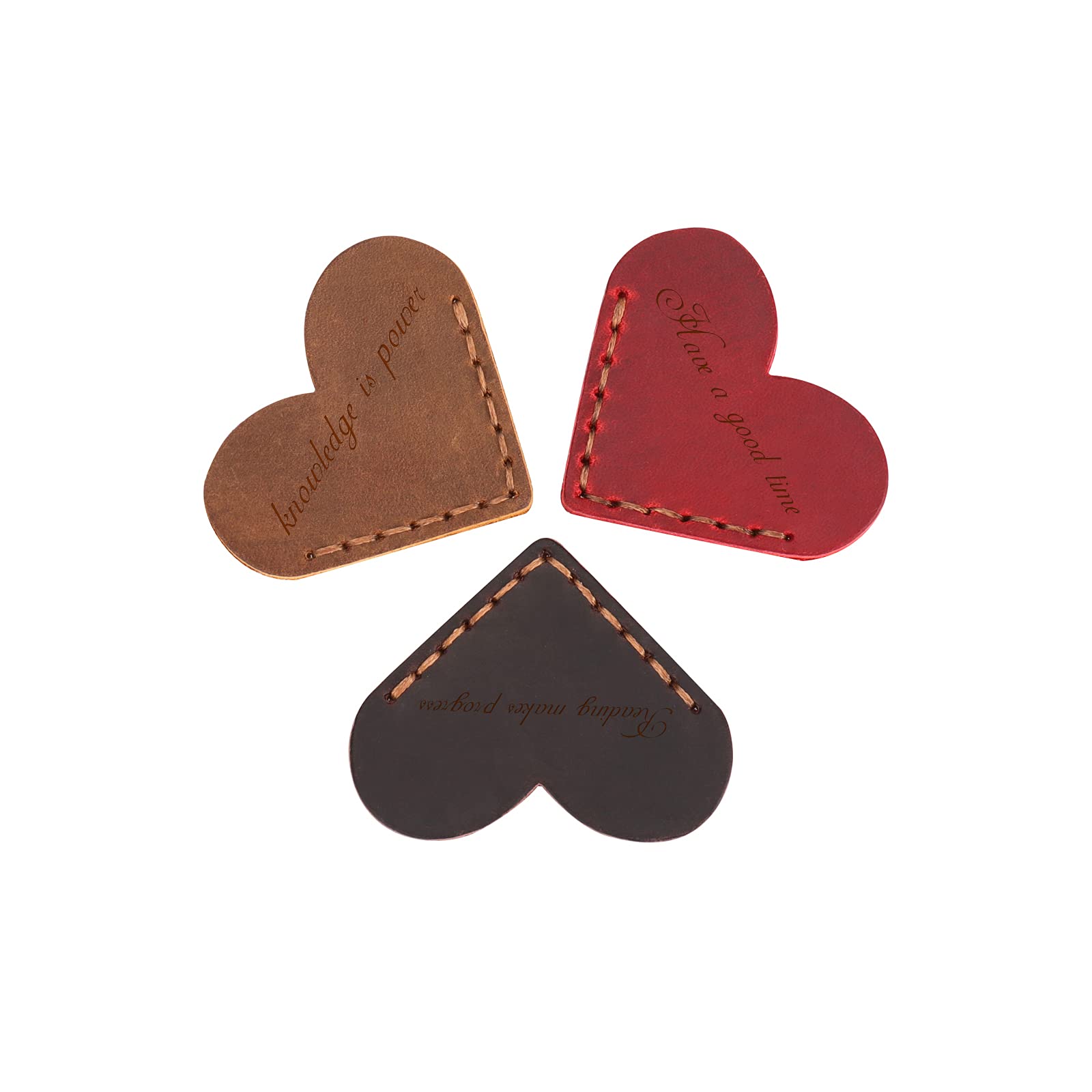Personalized Heart-Shaped Leather Bookmarks with Engraved Text - Romantic Gift for Book Lovers (Red) - Perfect for Reading, Journaling, and Book Club Gifts