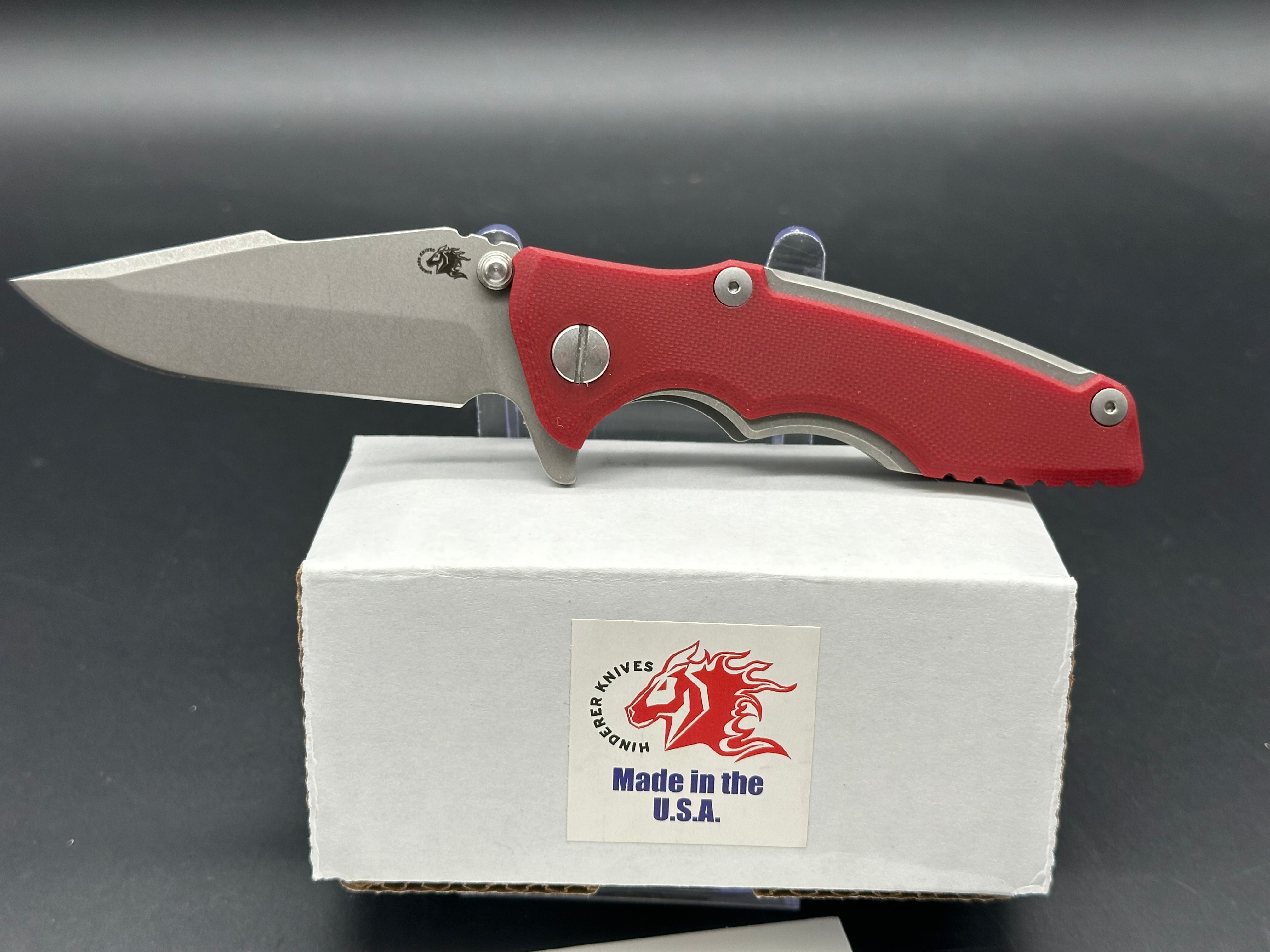 Hinderer Eklipse 3.0 Harpoon Spanto Folding Knife - Red G10 Handle - EDC Pocket Knife for Outdoor, Camping & Everyday Carry