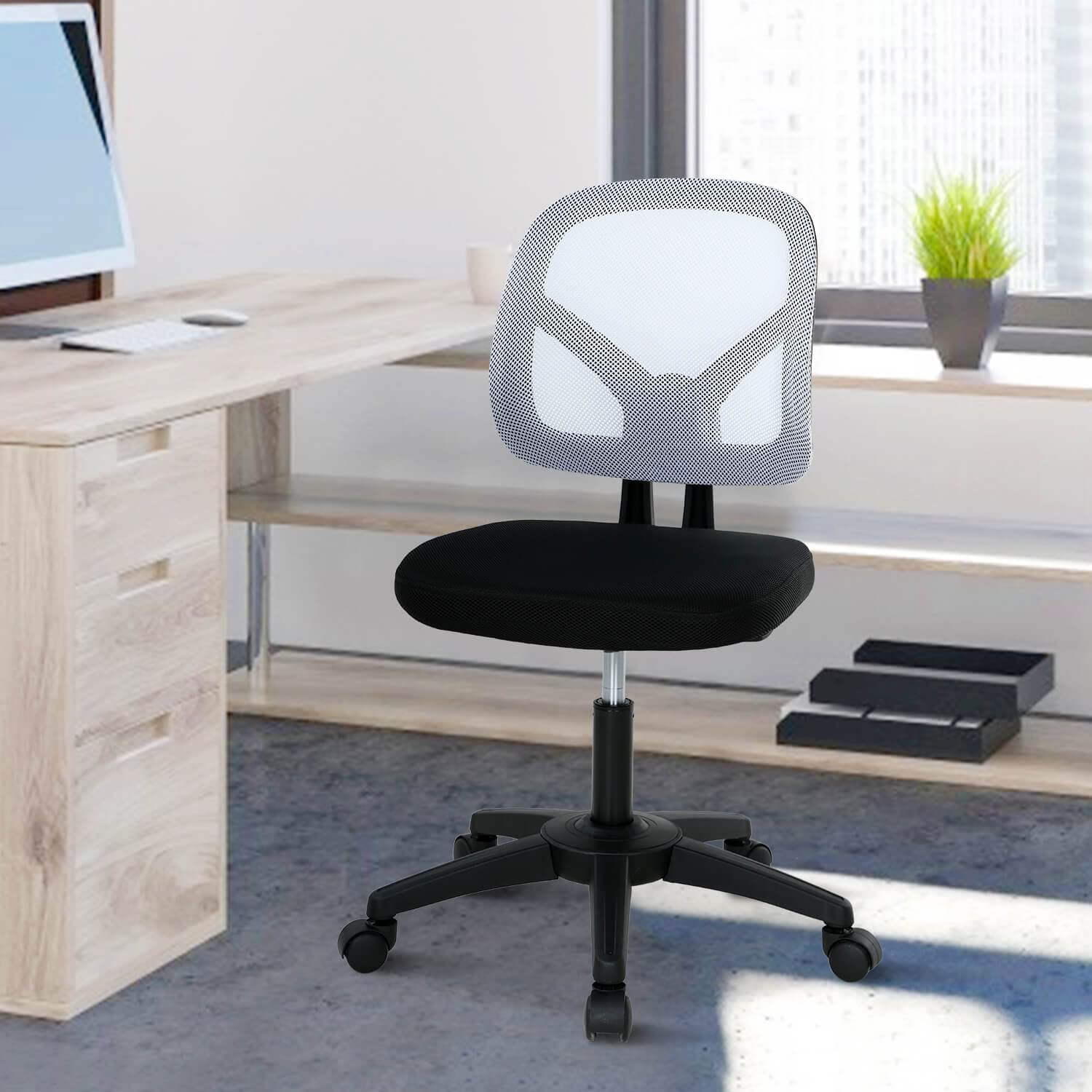 Ergonomic Office Chair with Mid-Back Support - Adjustable Height Mesh Computer Desk Chair, Swivel Rolling Task Chair for Home Office, Study & Work - Comfortable for Adults & Kids (White) - Perfect for Long Work Hours, Gaming & Remote Learning