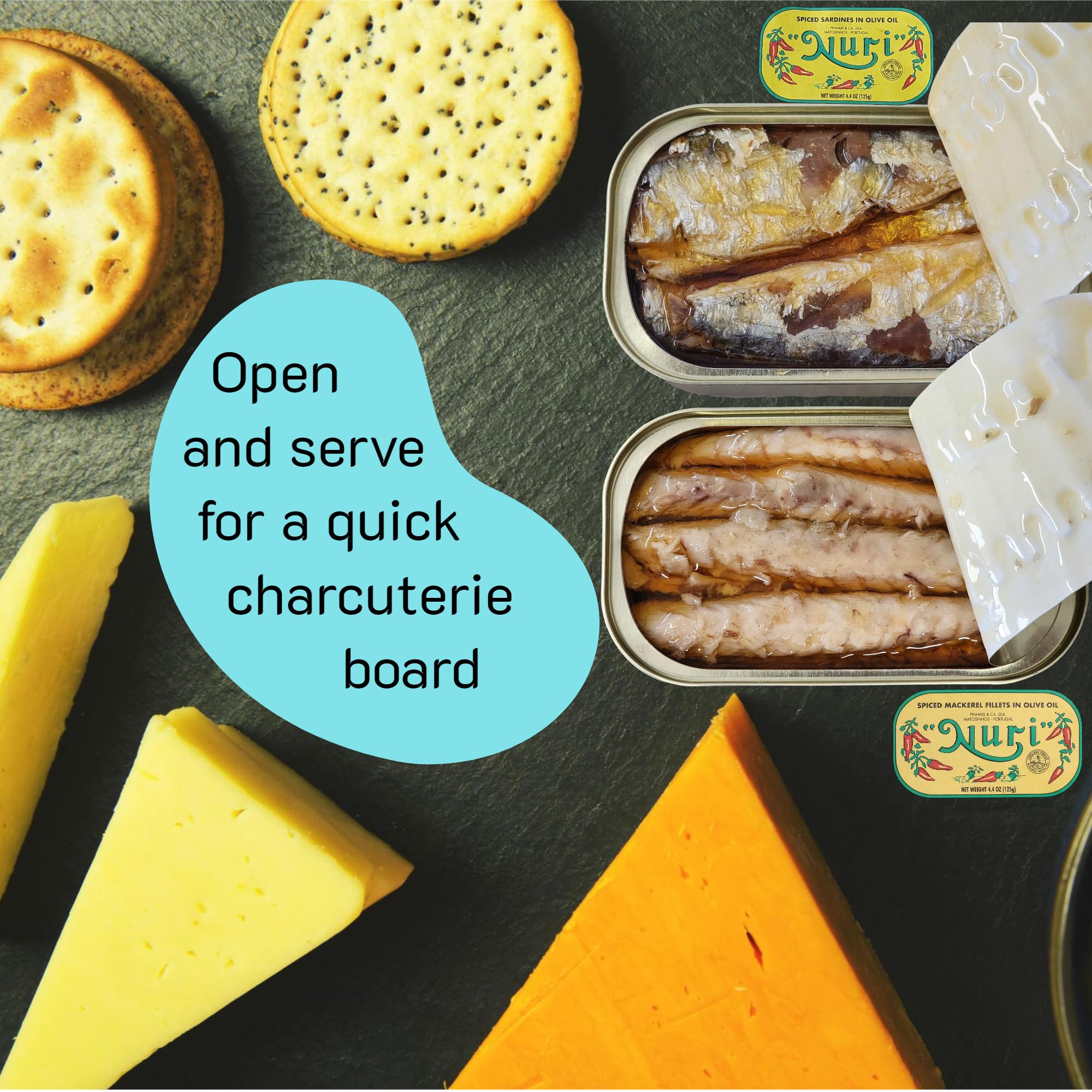 Premium Tinned Fish Sampler Gift Set - 18 Cans of Sardines & Mackerel from Top Brands Nuri, Matiz, Ocean's | Gourmet Seafood Snacks, Pantry Staples, Charcuterie Board Addition, Camping & Emergency Food Supply