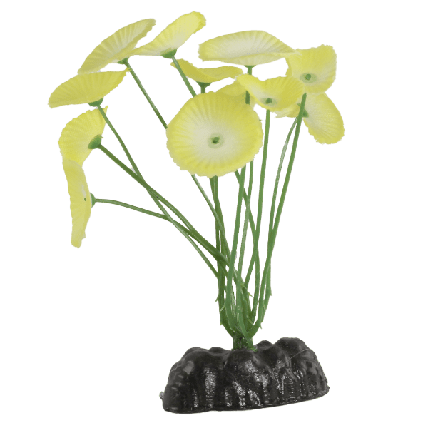 Premium White Buttercup Lily Silk Betta Plant (4 Pack) - Realistic Artificial Aquarium Decor for Betta Fish Tanks, Home & Office Aquascaping
