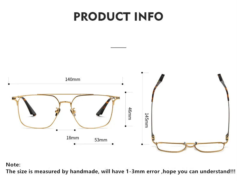 Aimee Unisex Full Rim Square Double Bridge Titanium Eyeglasses 81000 - Lightweight Durable Frame for Reading, Work & Everyday Use