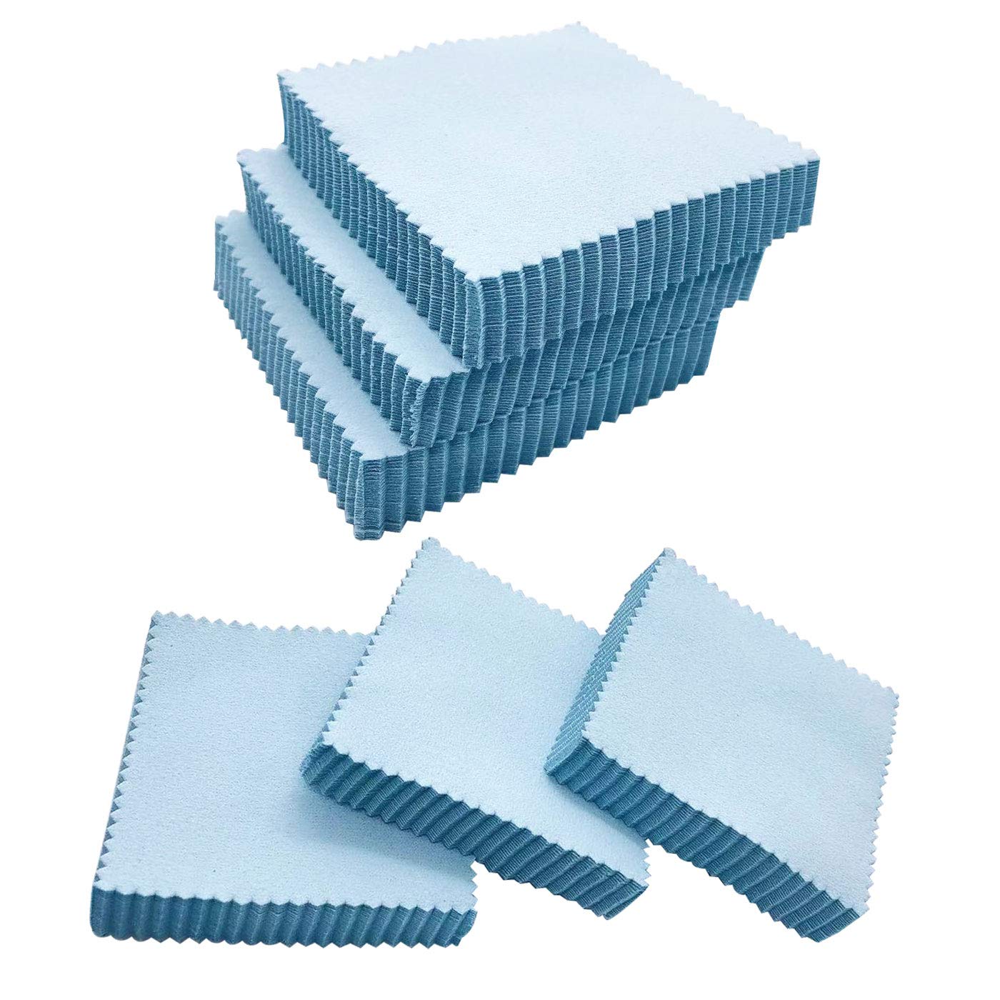 Luckkyme 100-Piece Jewelry Cleaning Cloth Set - Premium Polishing Cloths for Sterling Silver, Gold, Platinum, Watches & Eyeglasses - Blue - Perfect for Home Jewelry Care & Professional Cleaning Kits