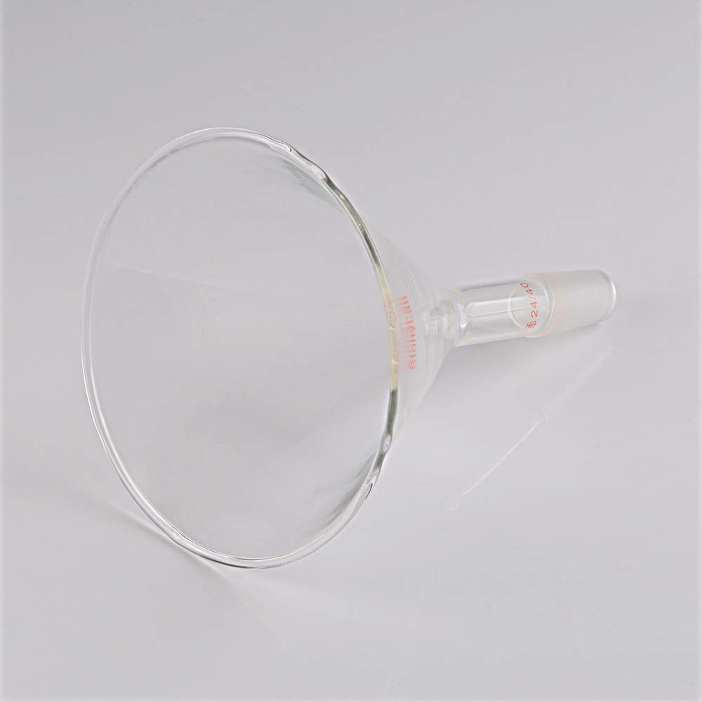 StonyLab Glass Short Stem Powder Funnel - 150mm Top Diameter, 24/40 Inner Joint - Premium Filter Funnel for Chemistry Labs & Essential Oil Distilling