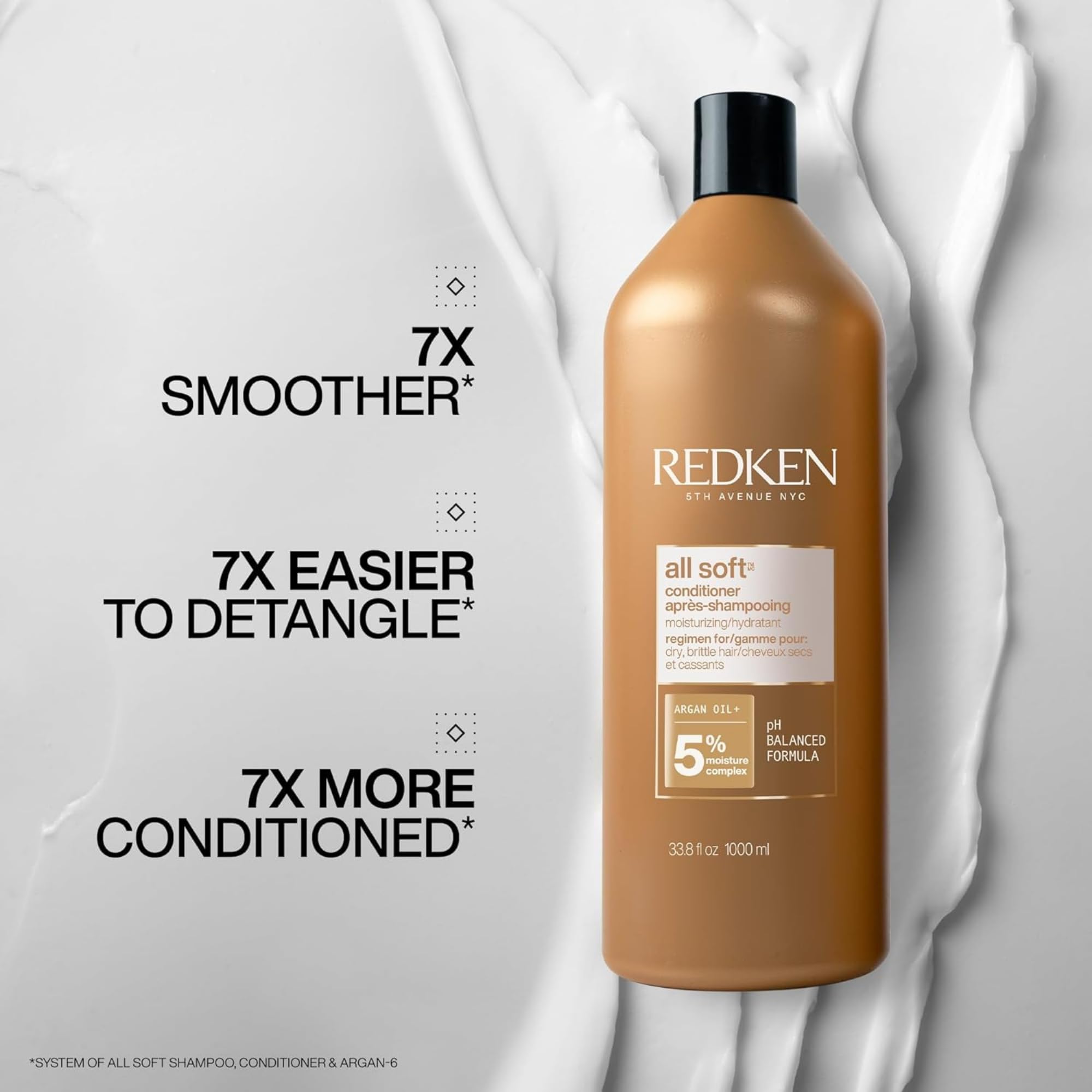 Redken All Soft Shampoo and Conditioner Set for Dry, Damaged & Brittle Hair - Argan Oil Infused Hydrating Formula for Intense Softness & Shine - Perfect for Daily Hair Care & Salon-Quality Results at Home