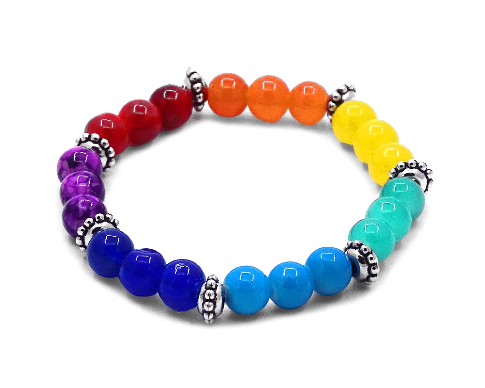 Rainbow Chakra Healing Gemstone Beaded Bracelet for Women - Handmade Boho Fashion Jewelry with Healing Crystals - Perfect for Yoga, Meditation & Spiritual Wellness