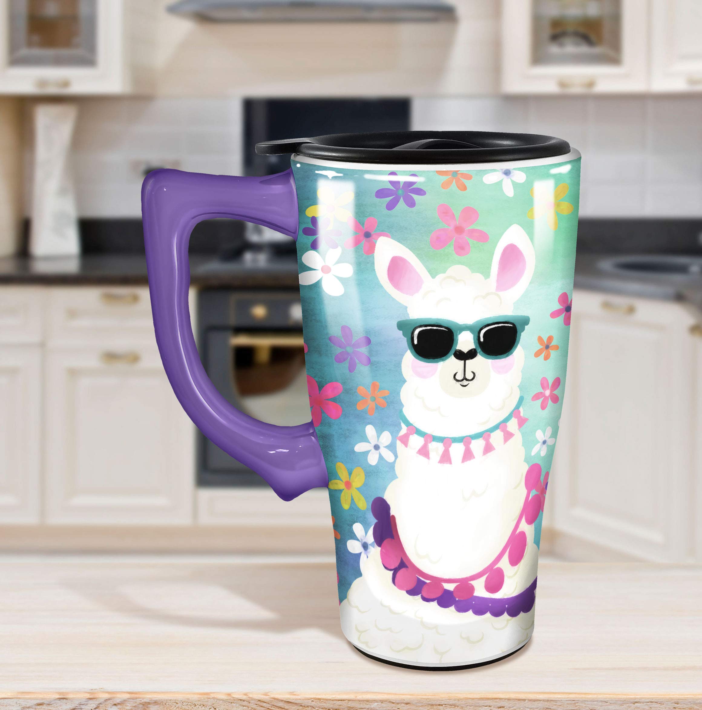 Spoontiques Scatter Kindness Ceramic Travel Mug - Insulated Coffee Cup for Hot & Cold Drinks - Perfect for Commuting, Office, and Outdoor Adventures