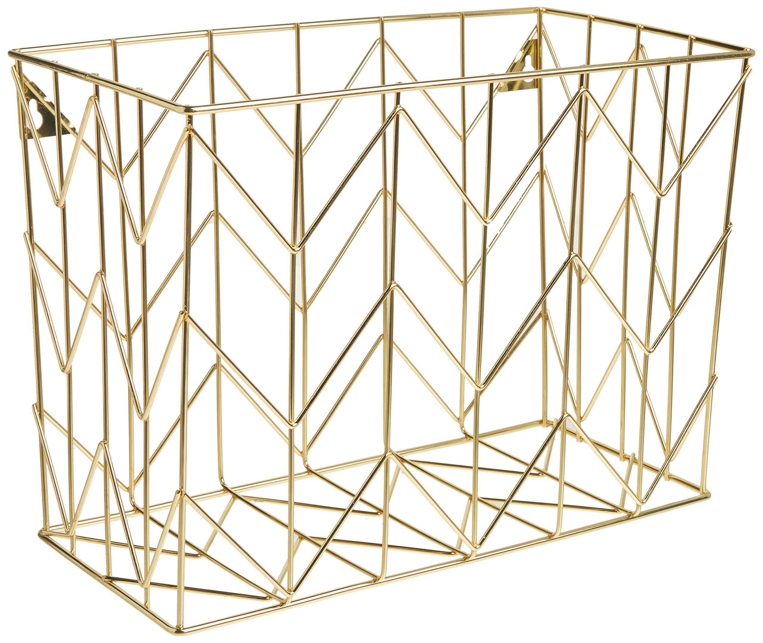 U Brands Hanging File Desk Organizer - Metal Wire File Holder in Gold (894U02-06) with Classic Hanging File Folders Set (6-Pack, Black/Gold/White) - FSC Certified Office Supplies for Desk Organization & Document Storage