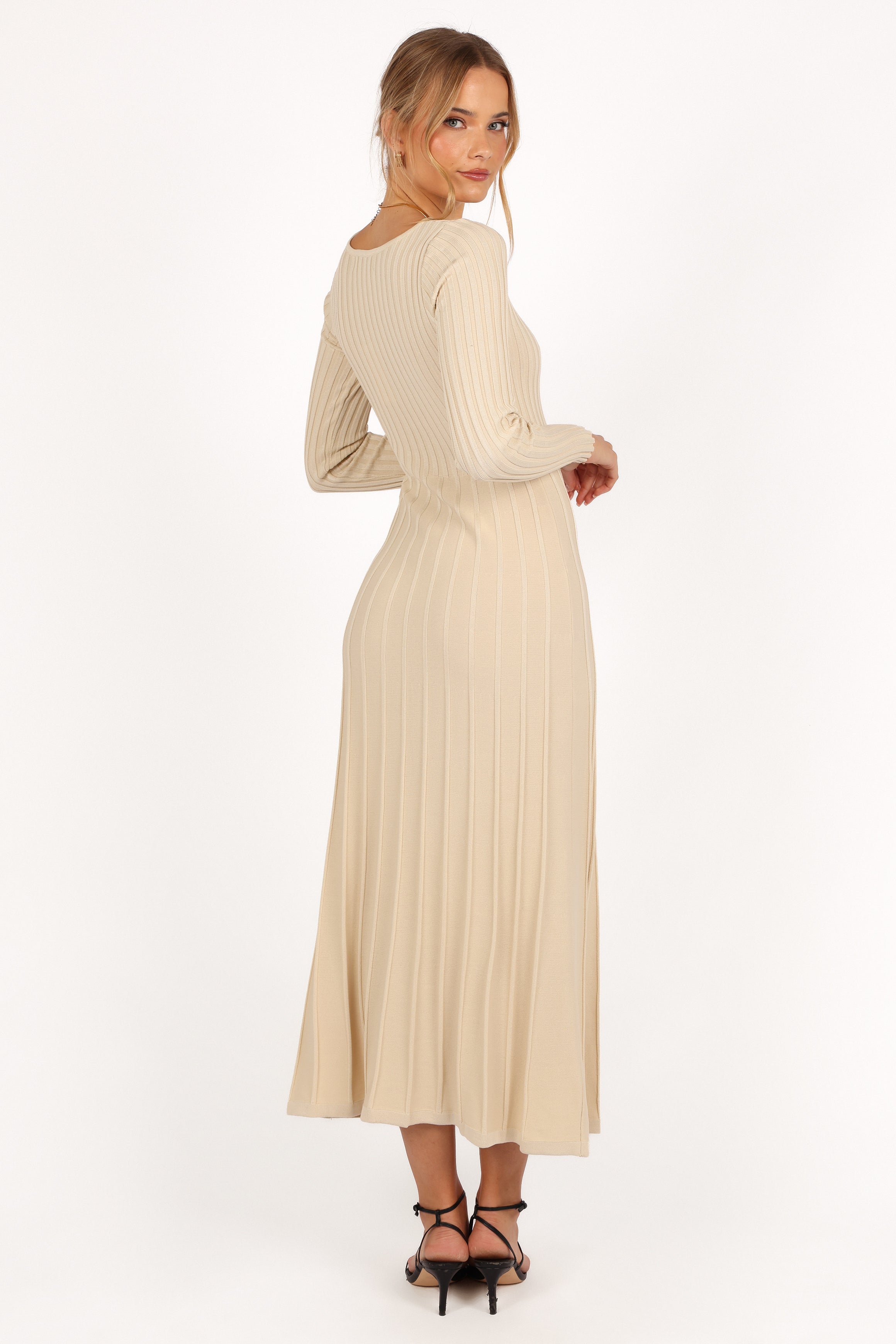 Elegant Alison Long Sleeve Maxi Dress in Cream - Perfect for Weddings, Parties & Formal Occasions