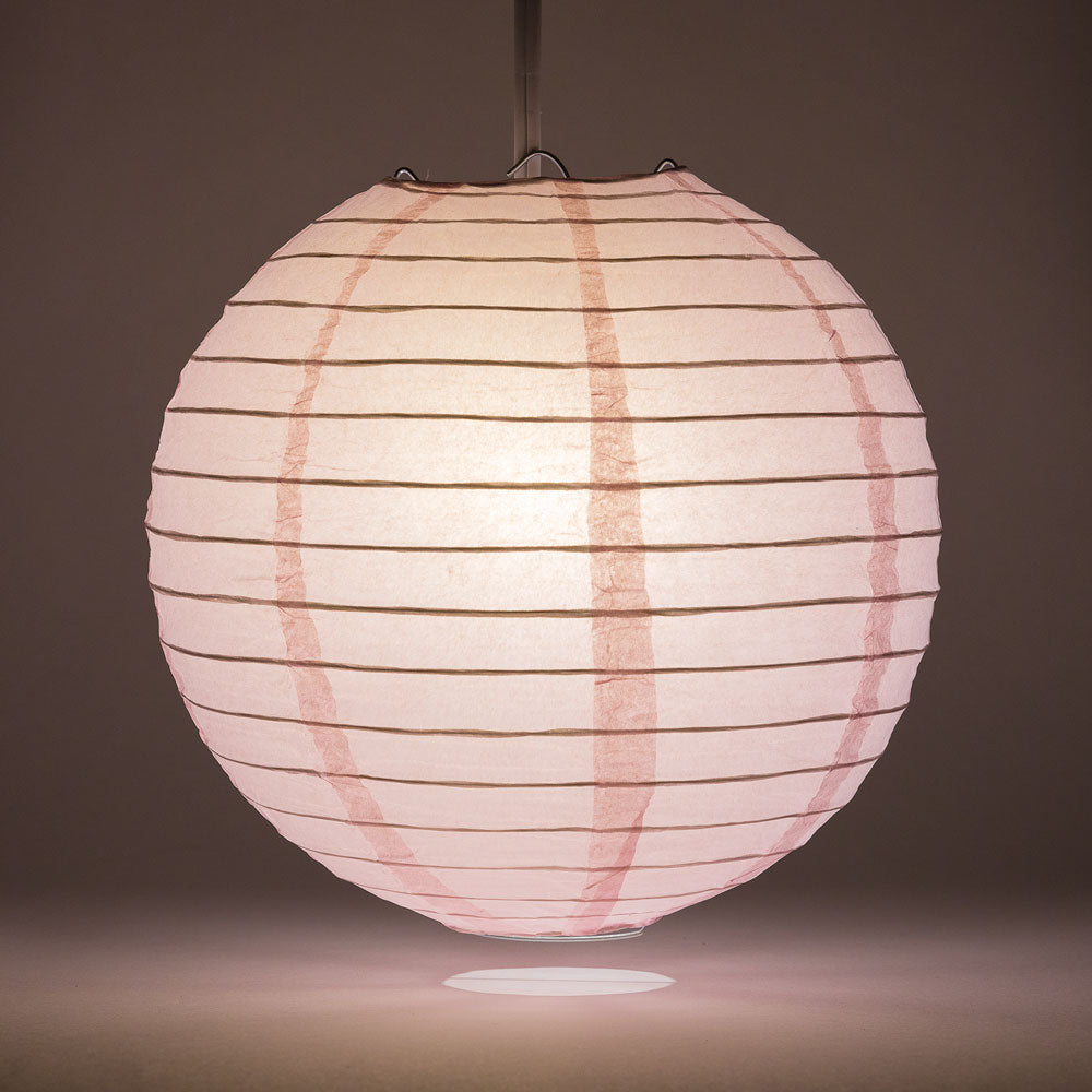 4 Pack Pink Round Paper Lanterns with Even Ribbing - Hanging Party Decorations for Birthday, Wedding & Home Decor - Includes Hanging String for Indoor/Outdoor Use