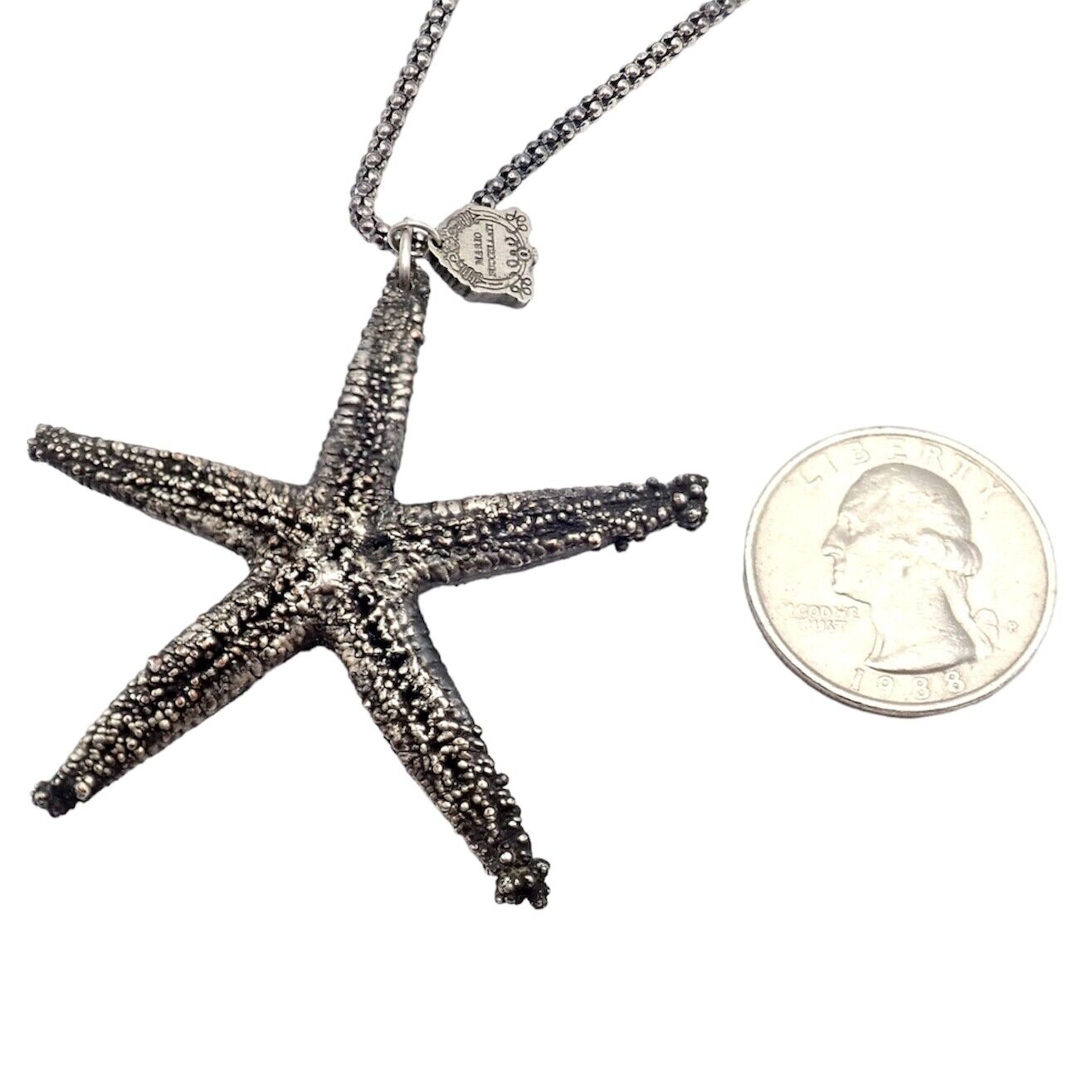 Vintage Mario Buccellati Sterling Silver Large Starfish Statement Necklace - Rare Collectible Jewelry for Women, Perfect for Beach Weddings & Summer Fashion